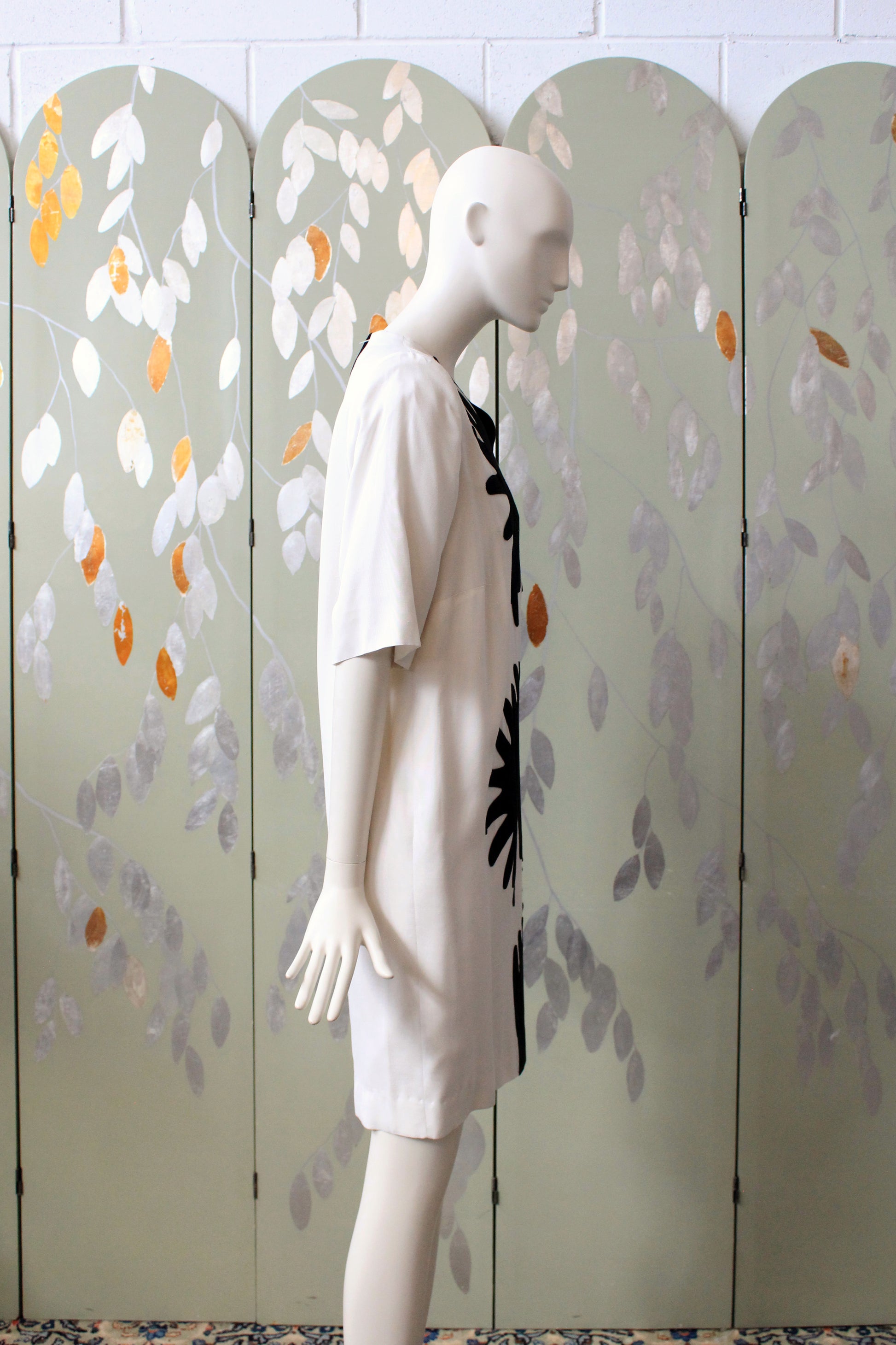 1980s Black And White Graphic Splatter Shift Dress, Medium