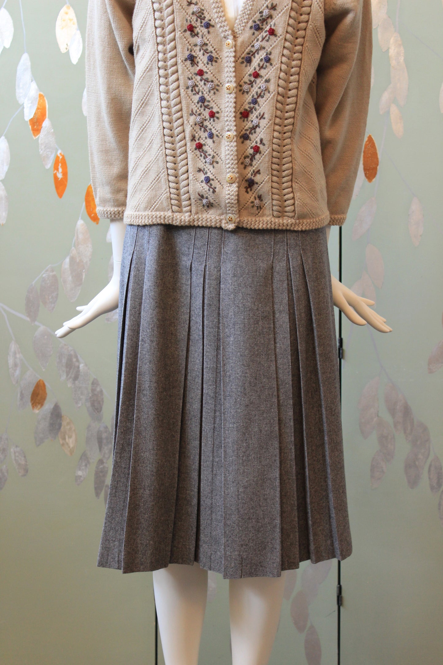 1970s Pierre Cardin Pleated Medium Grey Skirt, Large