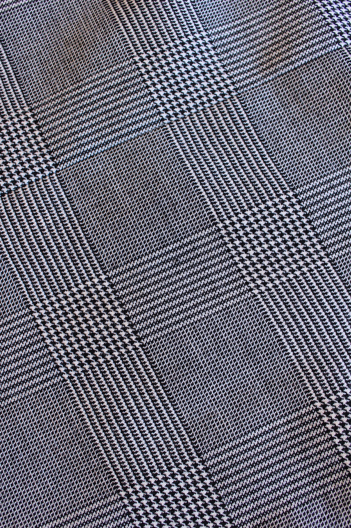 1990s Lily Simon 3PC Houndstooth Fur Trim Skirt Set With Scarf, Small