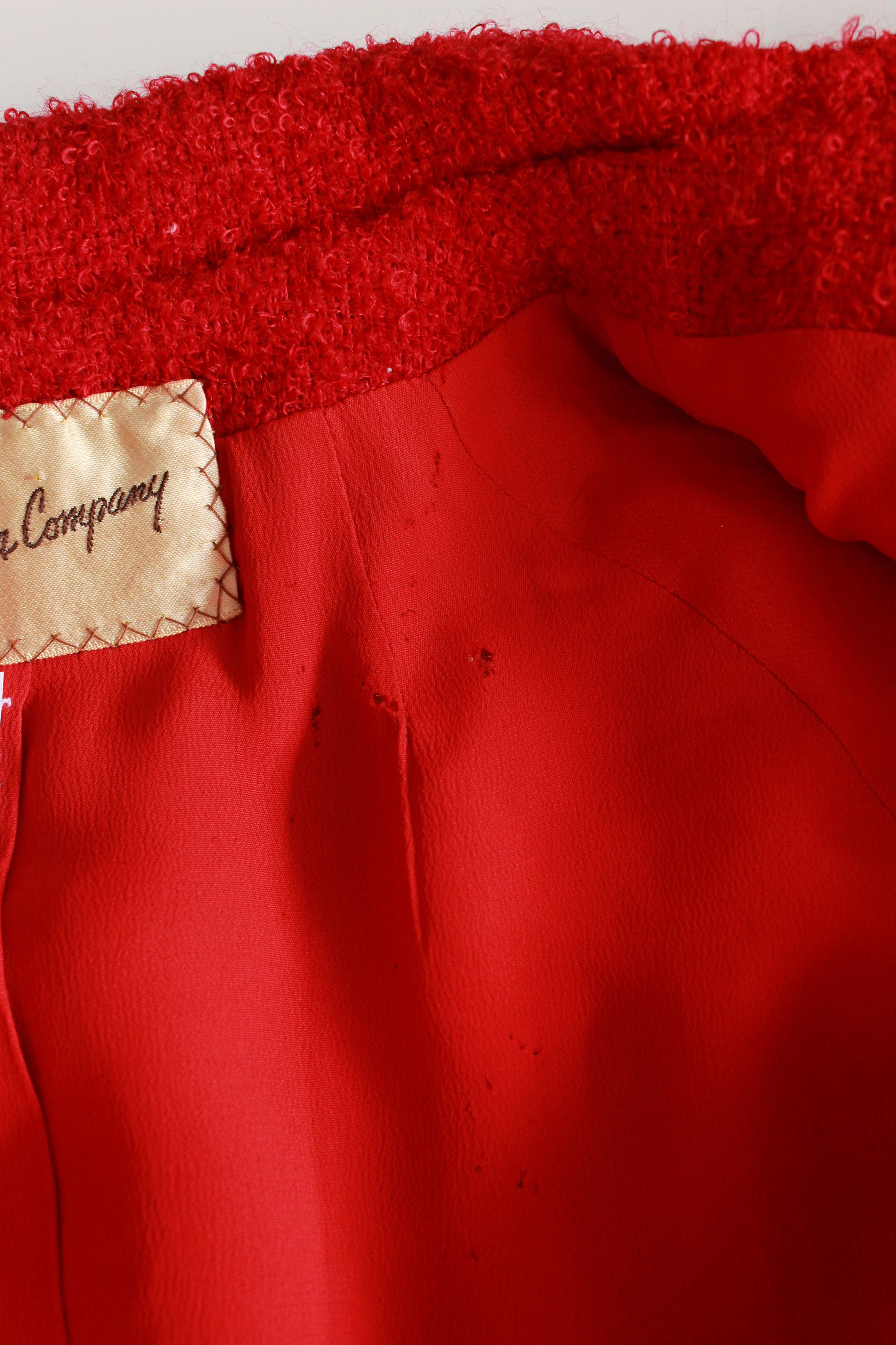 Vintage 1960s Red Jackie O Style Skirt Set With Intricate Buttons, XS