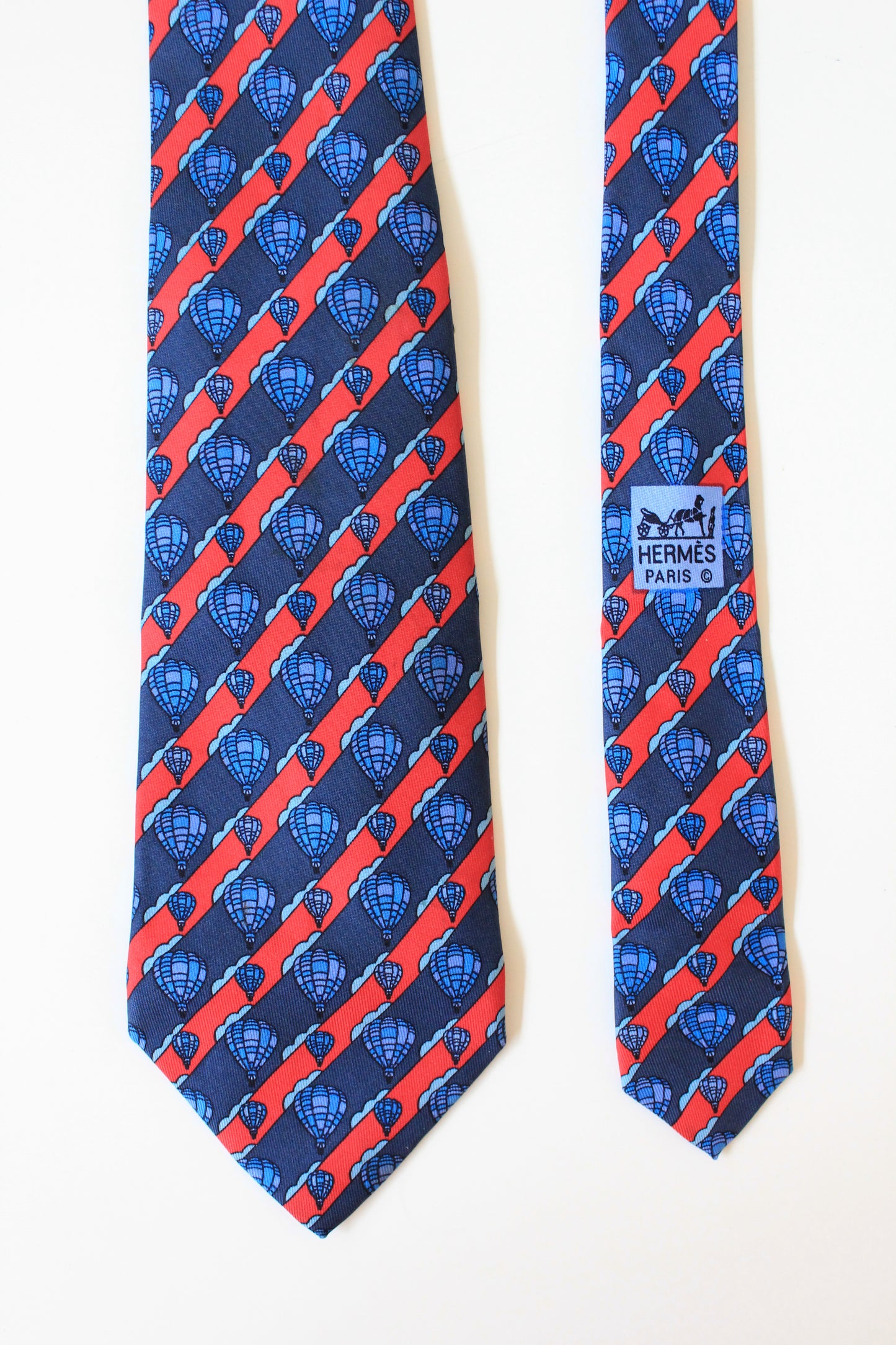 Hermès Blue And Re Hot Air Balloon Silk Designer Tie