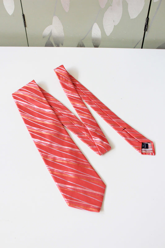 Early 2000s Ted Baker Salmon Pink Silk Designer Tie 