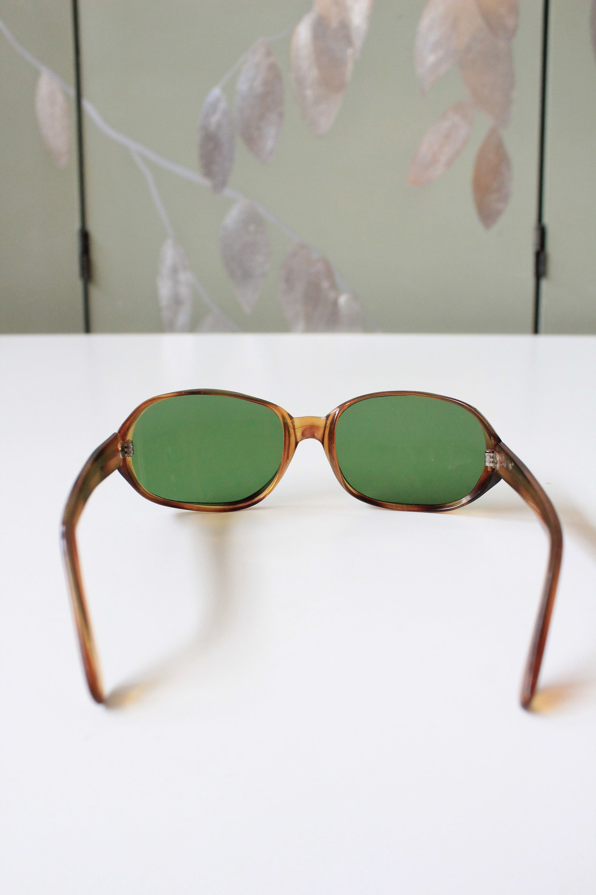 1960s Translucent Tortoise shell Sunglasses With Green Lenses 