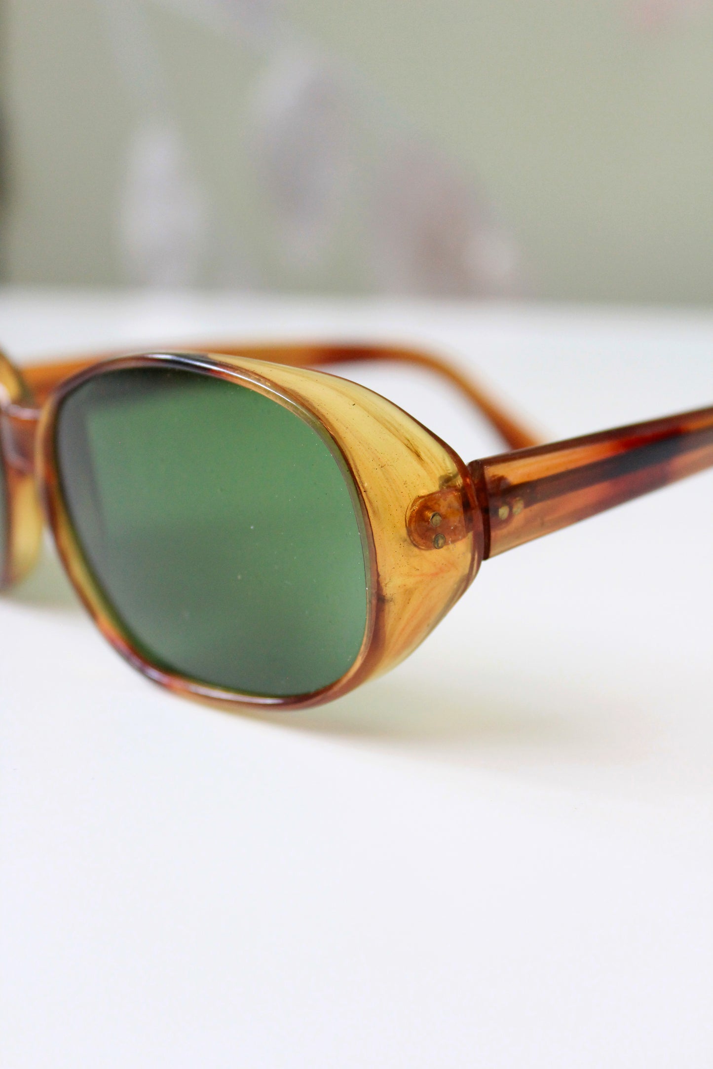 1960s Translucent Tortoise shell Sunglasses With Green Lenses 