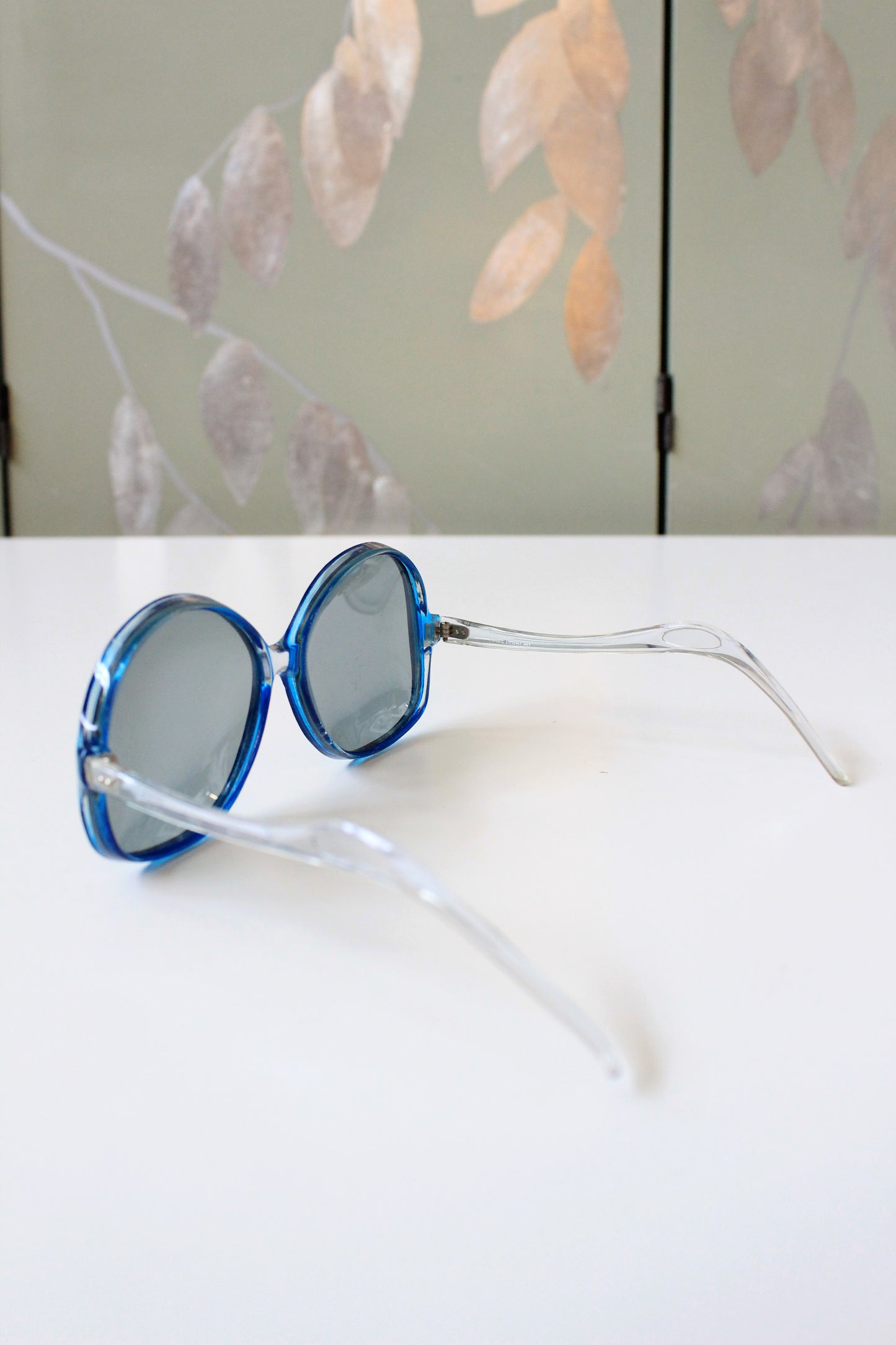 1960s Large Circle Royal Blue Sunglasses 