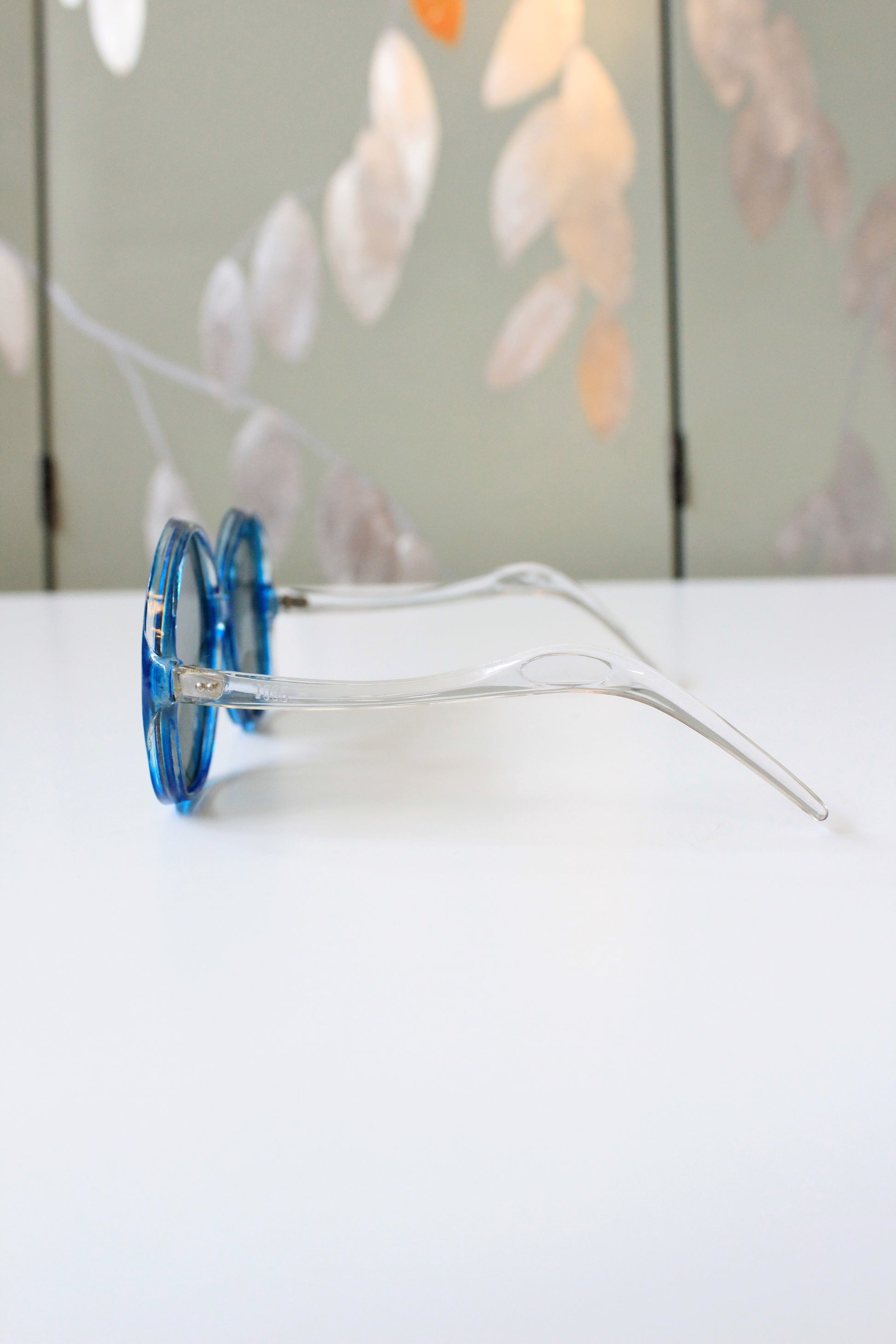 1960s Large Circle Royal Blue Sunglasses 