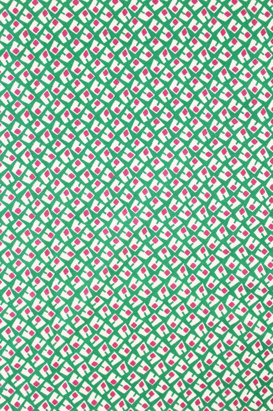 1940s Green And Purple Asymmetrical Print Rayon Sewing Fabric, 4 Yards