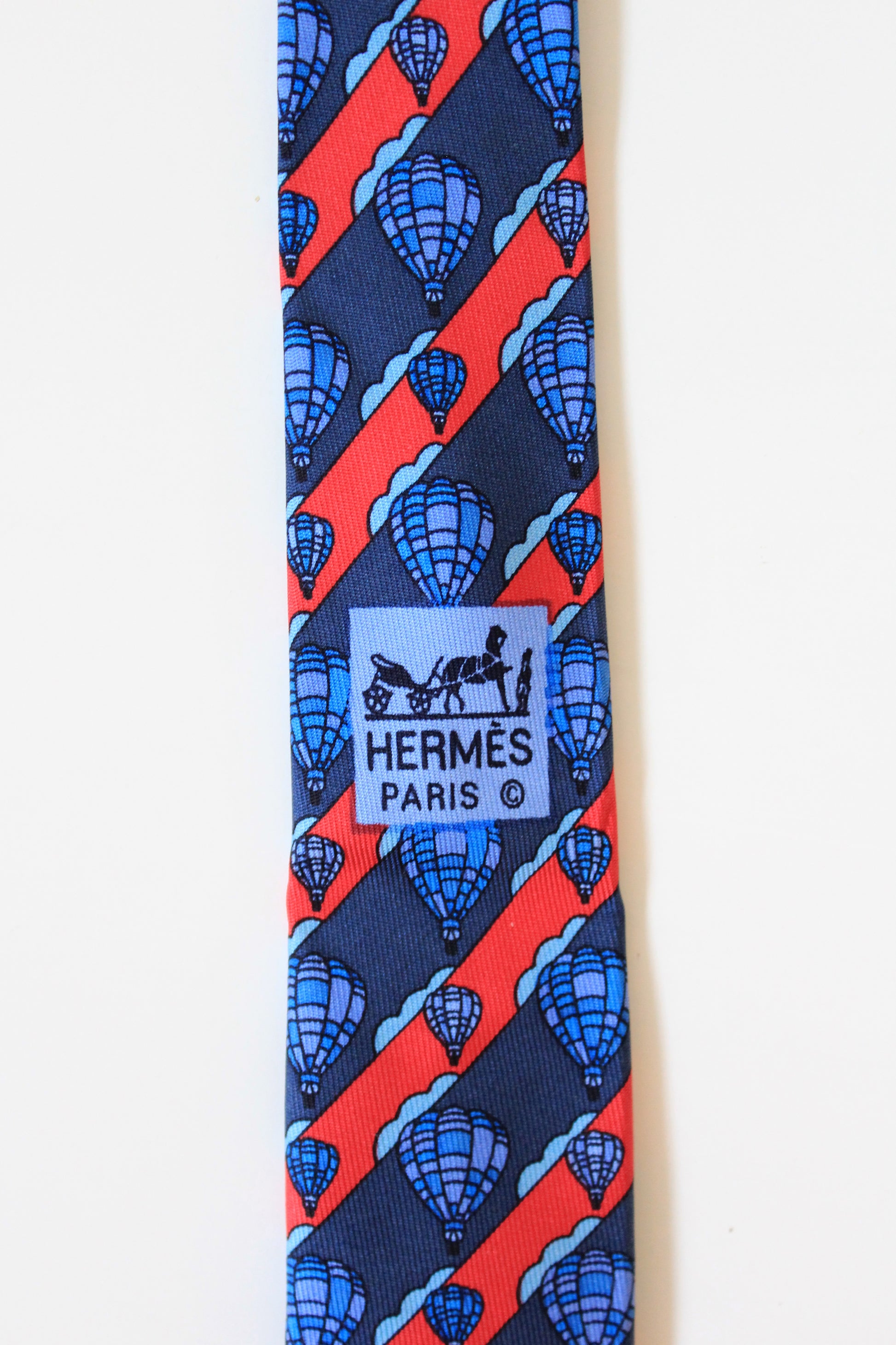 Hermès Blue And Re Hot Air Balloon Silk Designer Tie