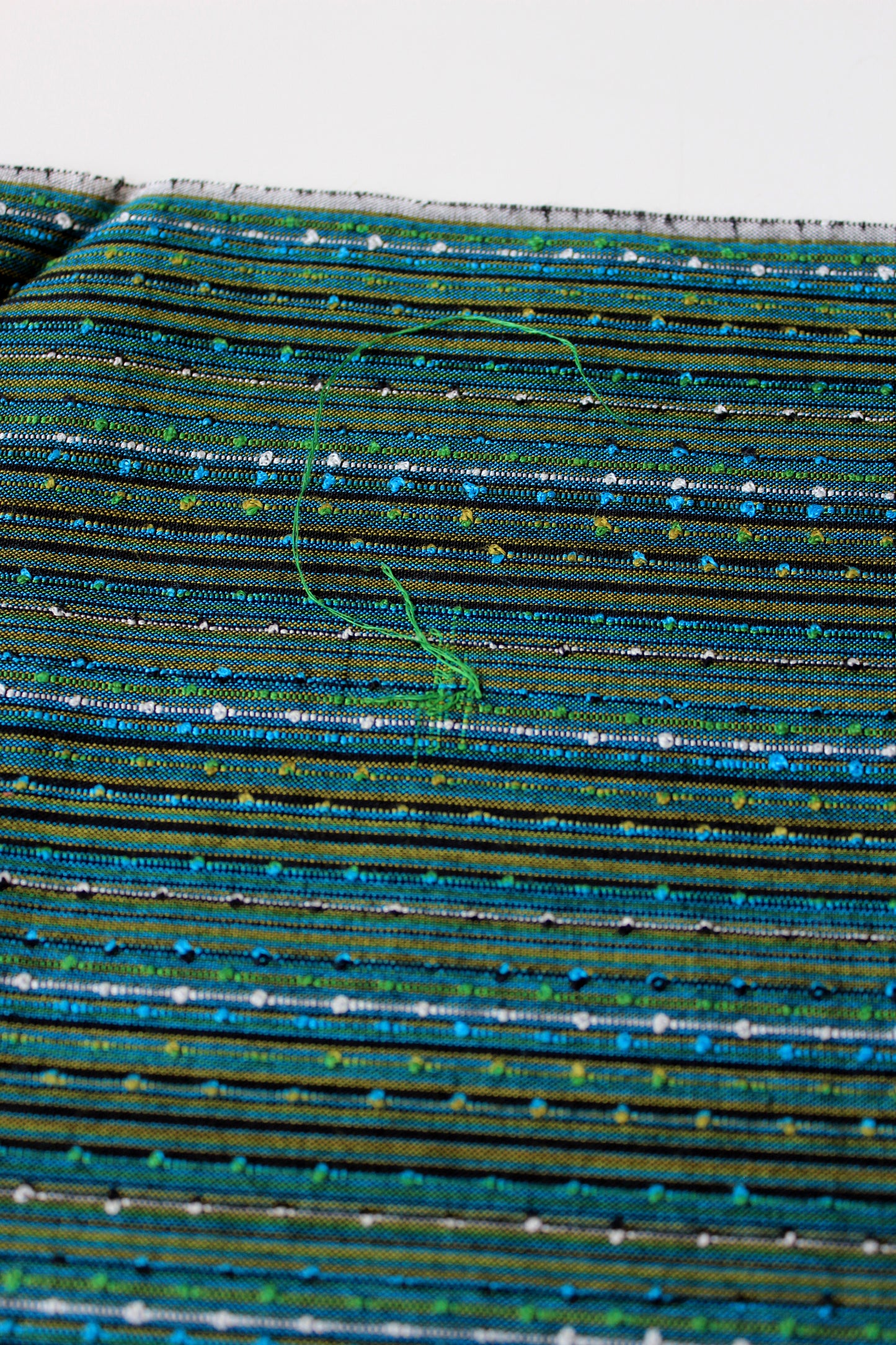 1960s Blue And Green Tweed Like Stripes Vintage  Cotton Fabric, 5 Yards