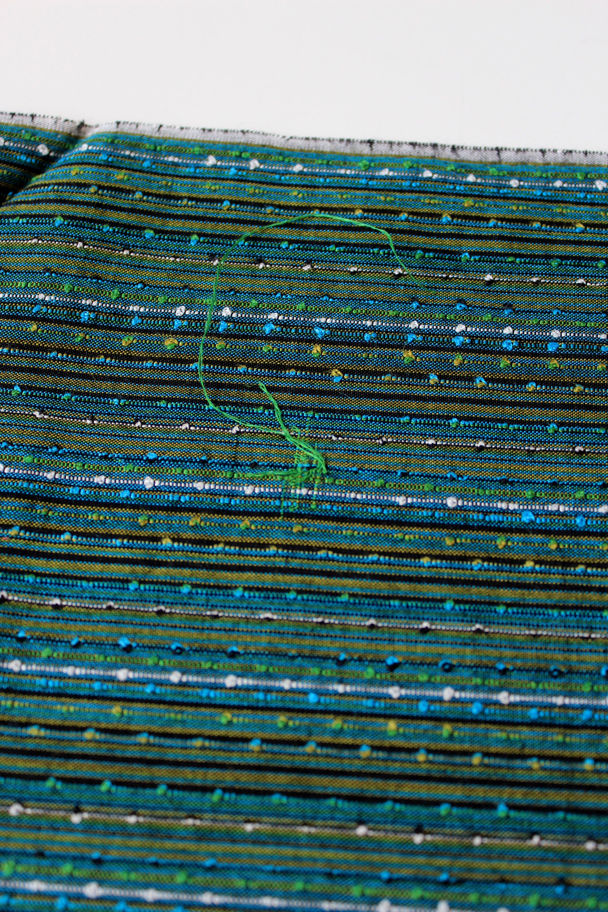 1960s Blue And Green Tweed Like Stripes Vintage  Cotton Fabric, 5 Yards