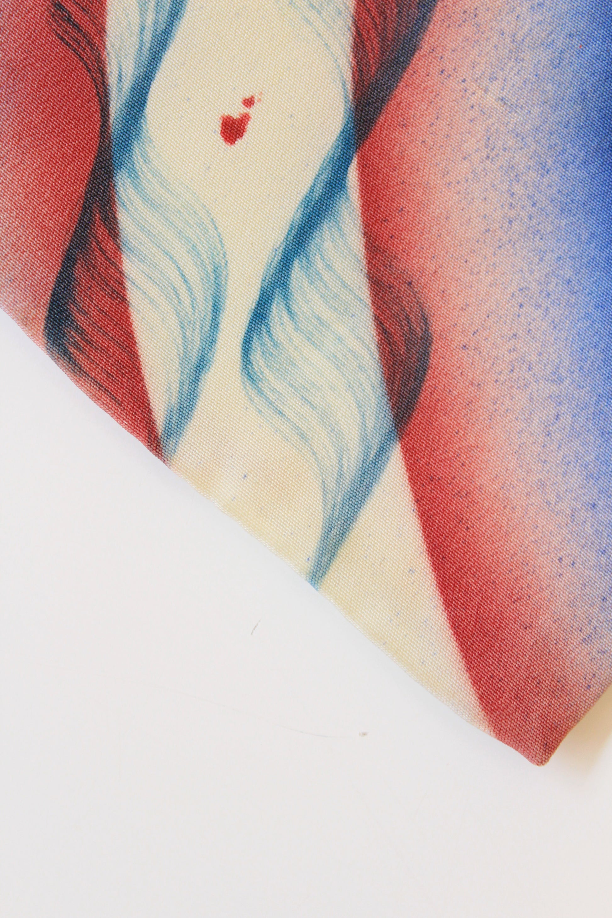 Vintage 1950s Blue/Red/White Abstract Hand-Painted Tie