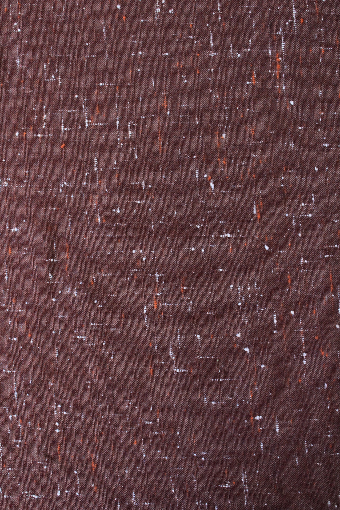 1920s Brown Tweed Sewing Fabric With Orange And White, 1.7 Yards