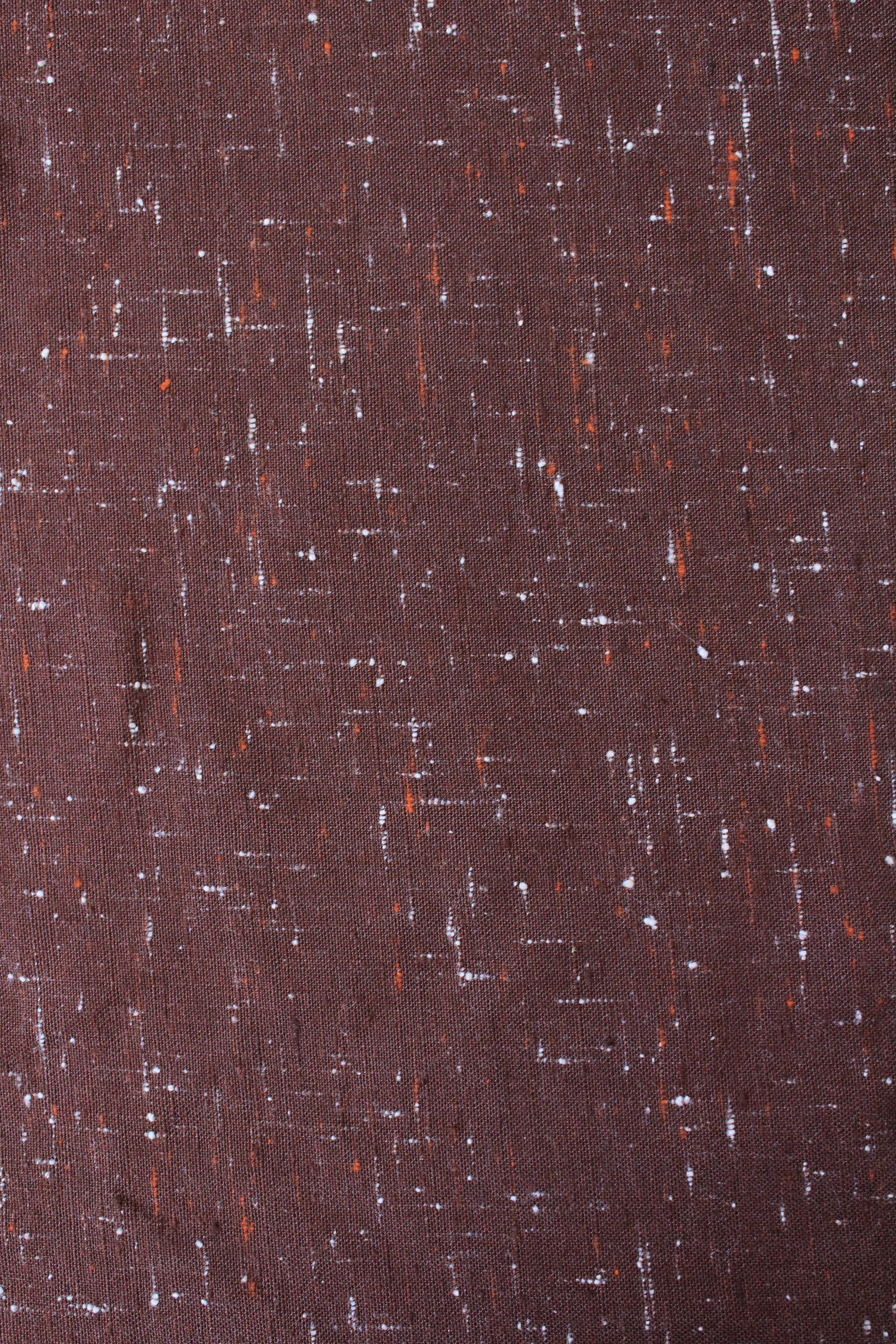 1920s Brown Tweed Sewing Fabric With Orange And White, 1.7 Yards