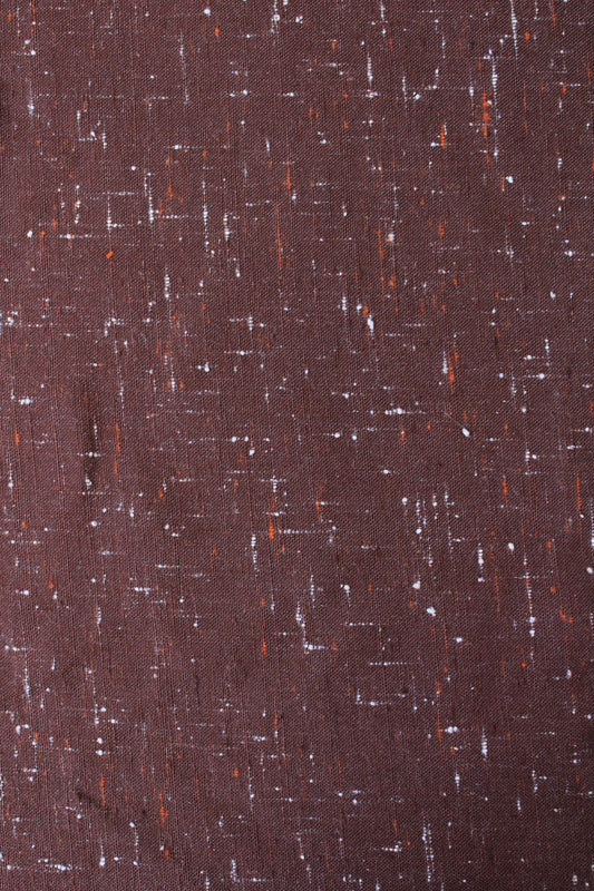 1920s Brown Tweed Sewing Fabric With Orange And White, 1.7 Yards