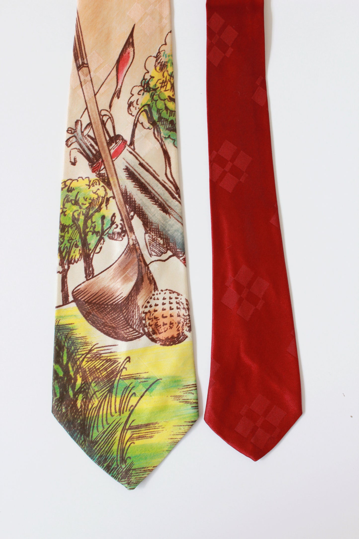 Vintage 1940s Hand Painted Golf Rayon Tie