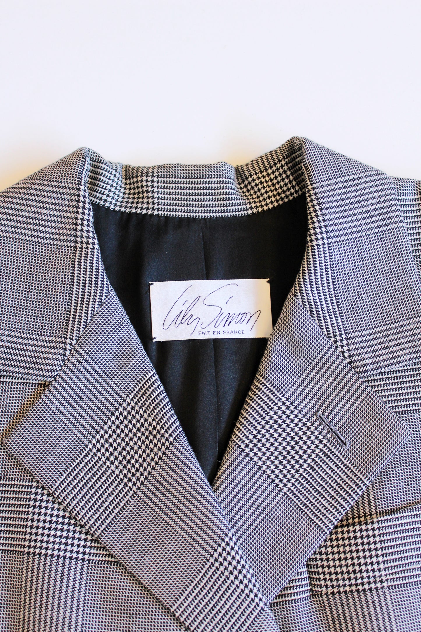 1990s Lily Simon 3PC Houndstooth Fur Trim Skirt Set With Scarf, Small