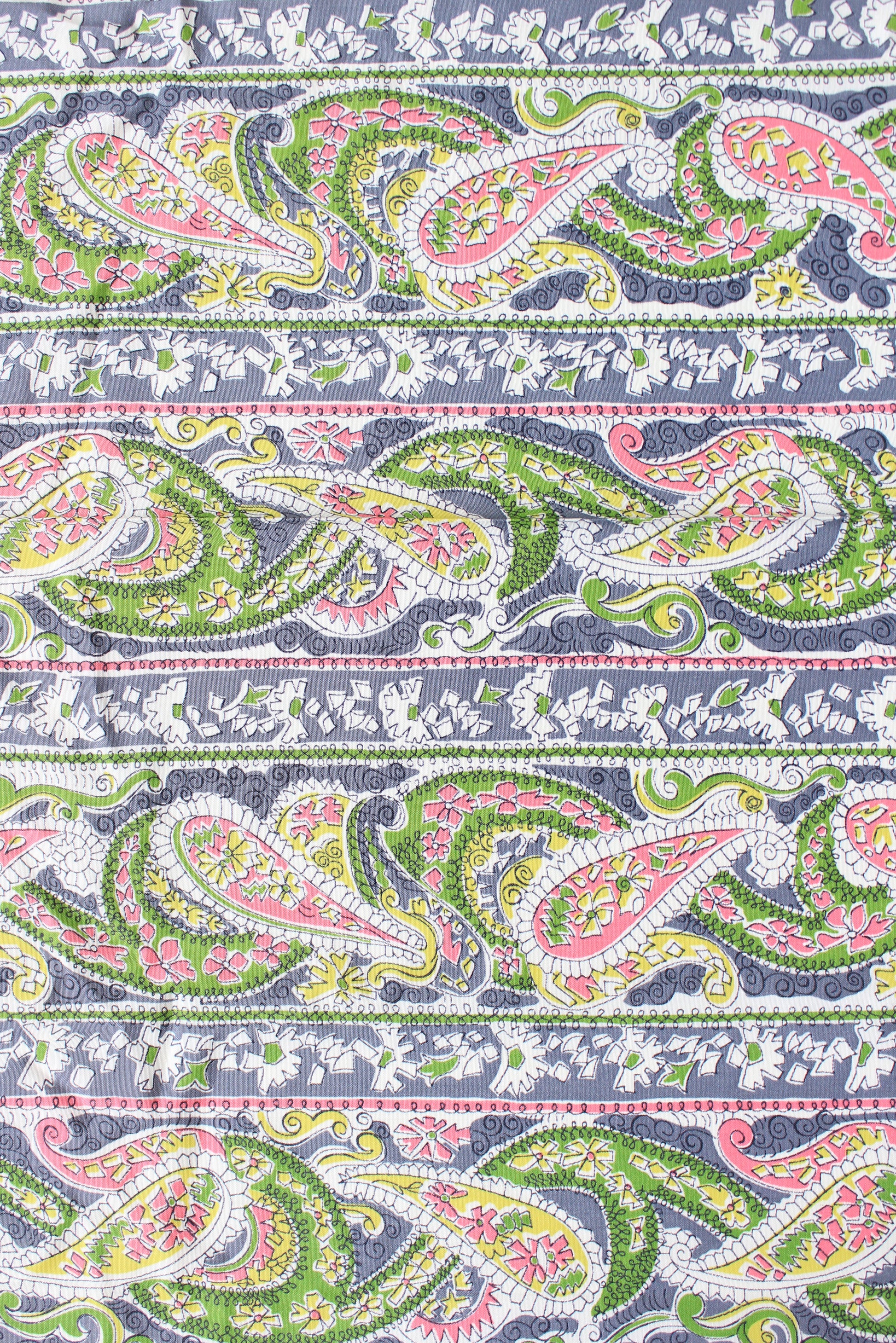 1940s Pastel Coloured Paisley Print Rayon Sewing Fabric, 5 Yards