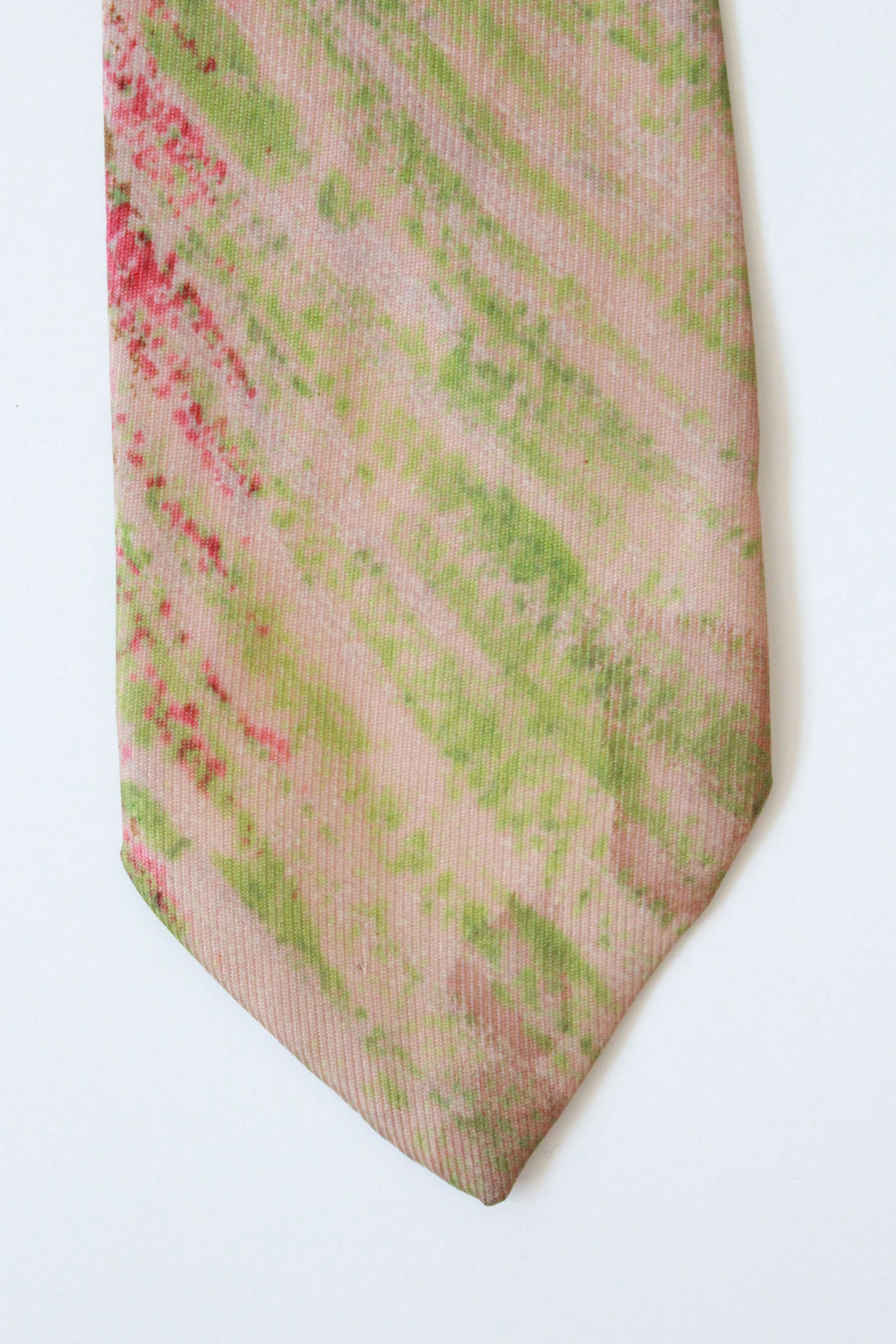 Vintage Early 1950s Hand Painted Neon Pink And Green Tie