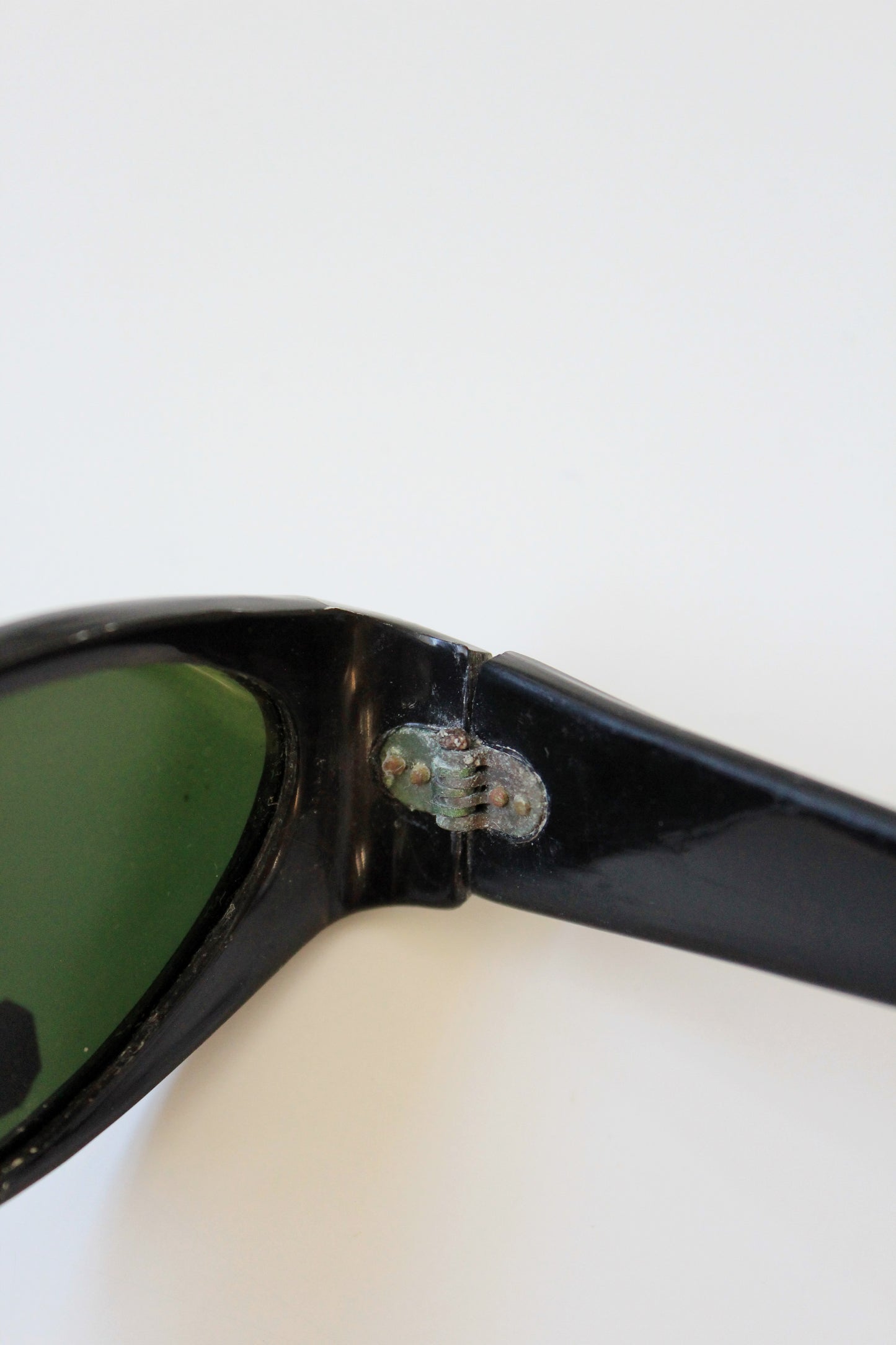 1950s Black Plastic Sunglasses With Green Lenses, Unused