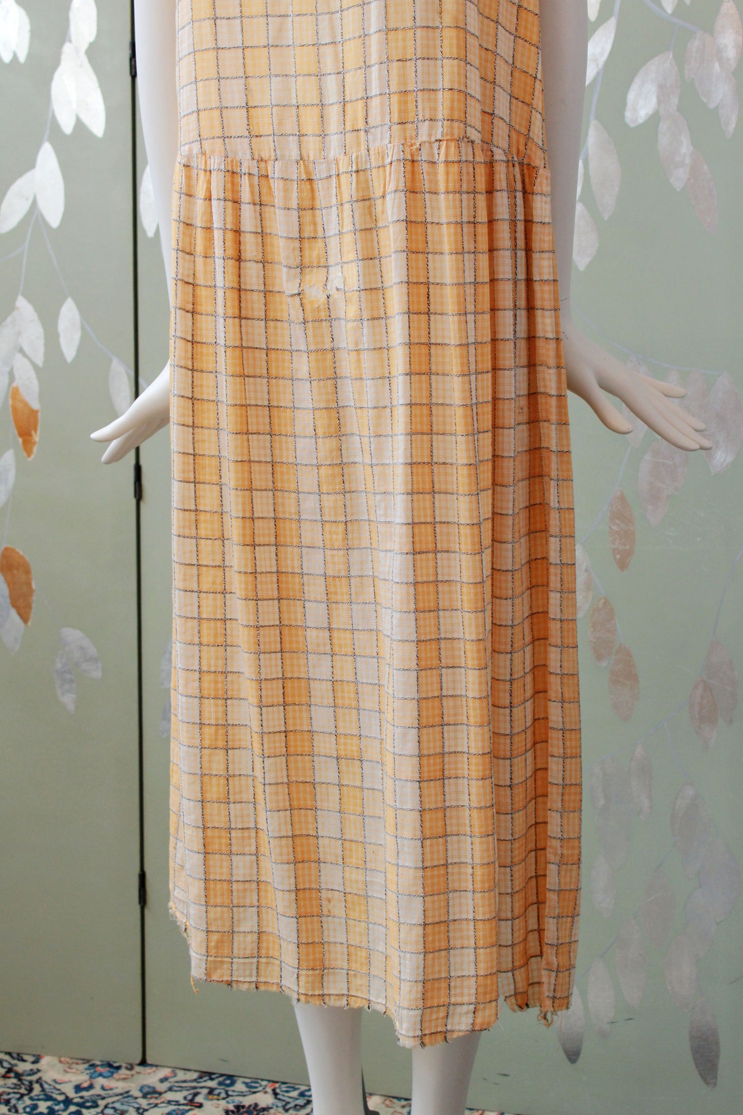 Early 1920s Peach Checkered Dress