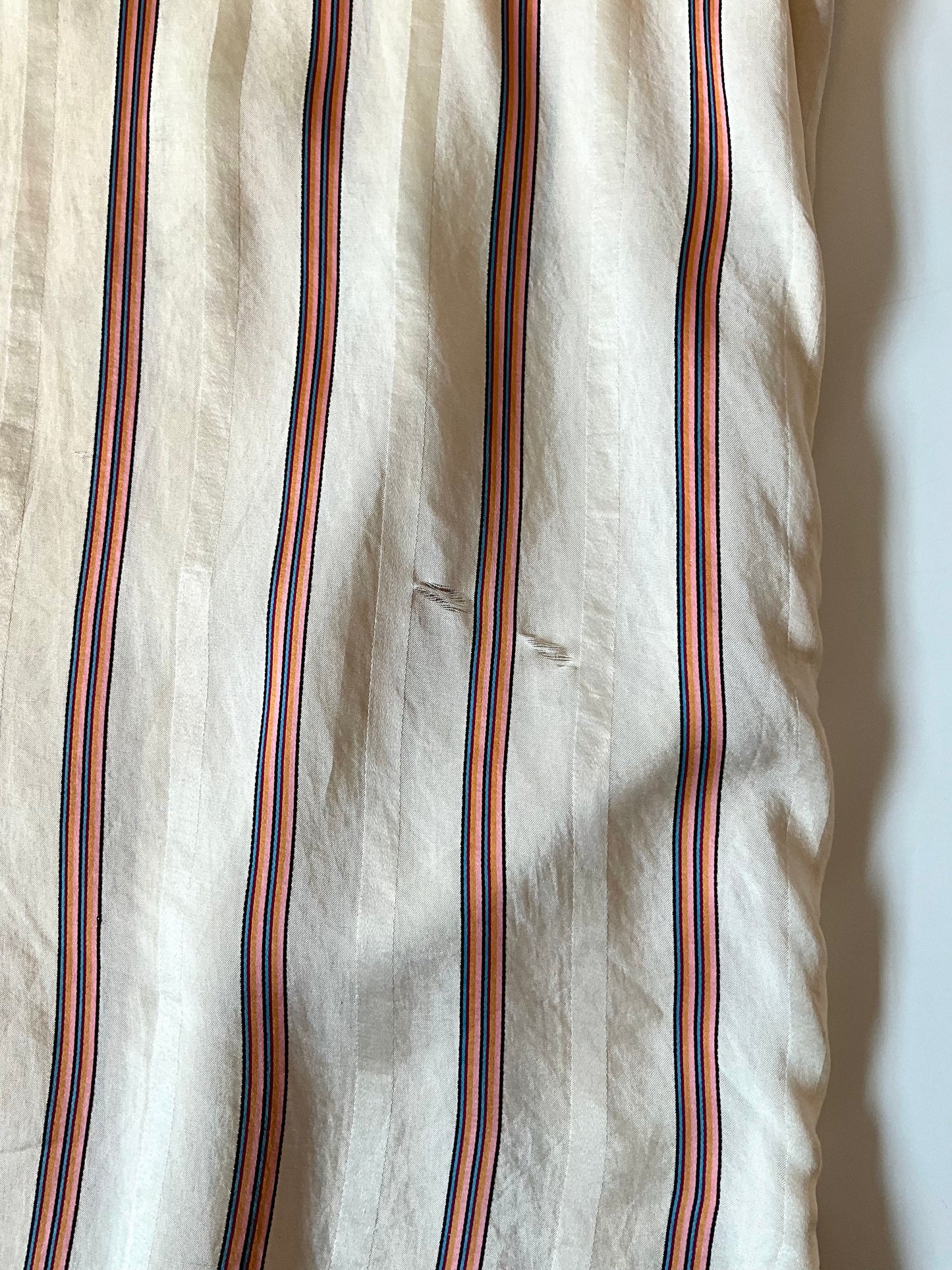 Antique 1920s Beige Pink Stripe Silk Dress Shirt, N14