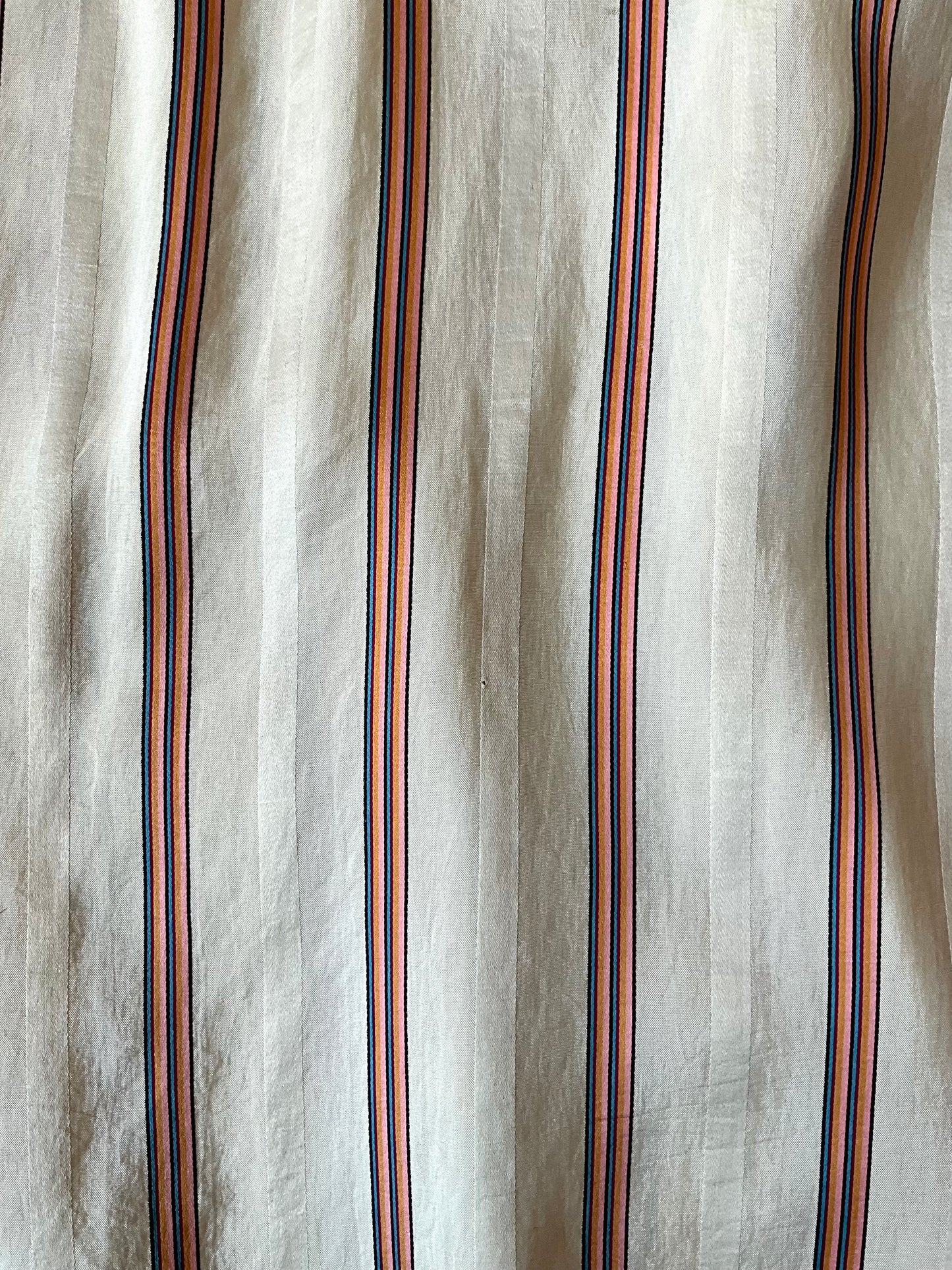 Antique 1920s Beige Pink Stripe Silk Dress Shirt, N14