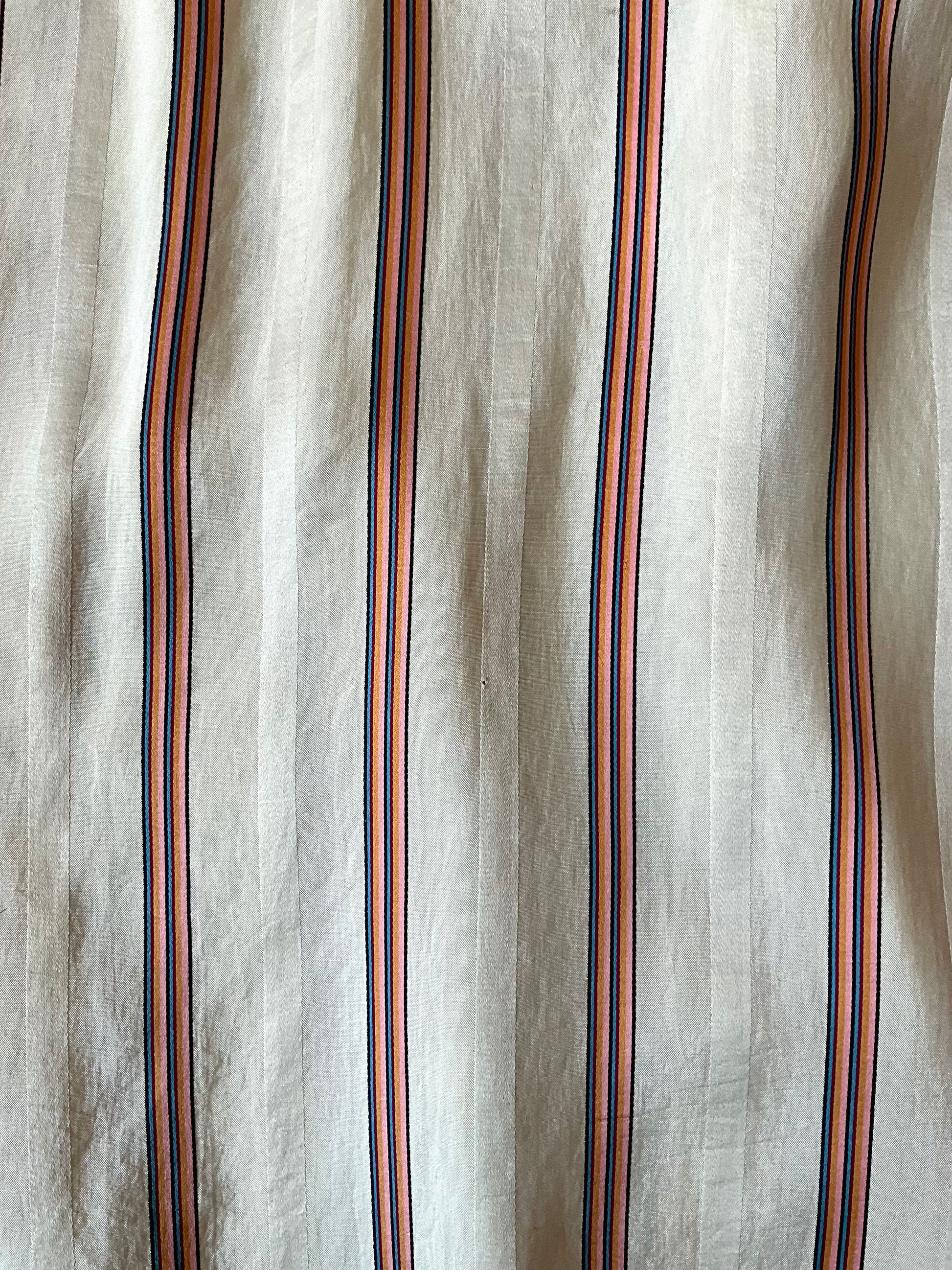 Antique 1920s Beige Pink Stripe Silk Dress Shirt, N14