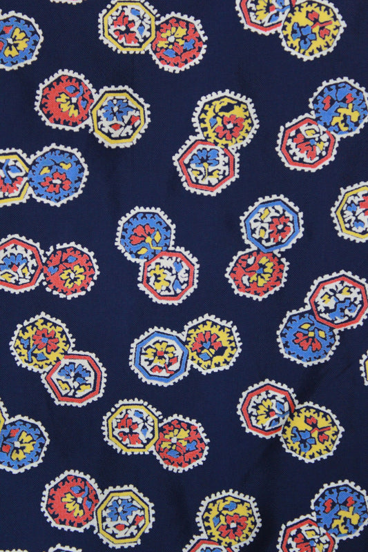Vintage 1940s Rayon Navy Blue Medallion Fabric, 4.7 Yards , Vintage SewingVintage 1940s Rayon Navy Blue Medallion Fabric, 4.7 Yards , Vintage Sewing