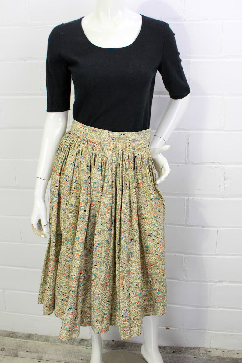 1950s Middle Eastern Novelty Print Full Skirt, XS – Ian