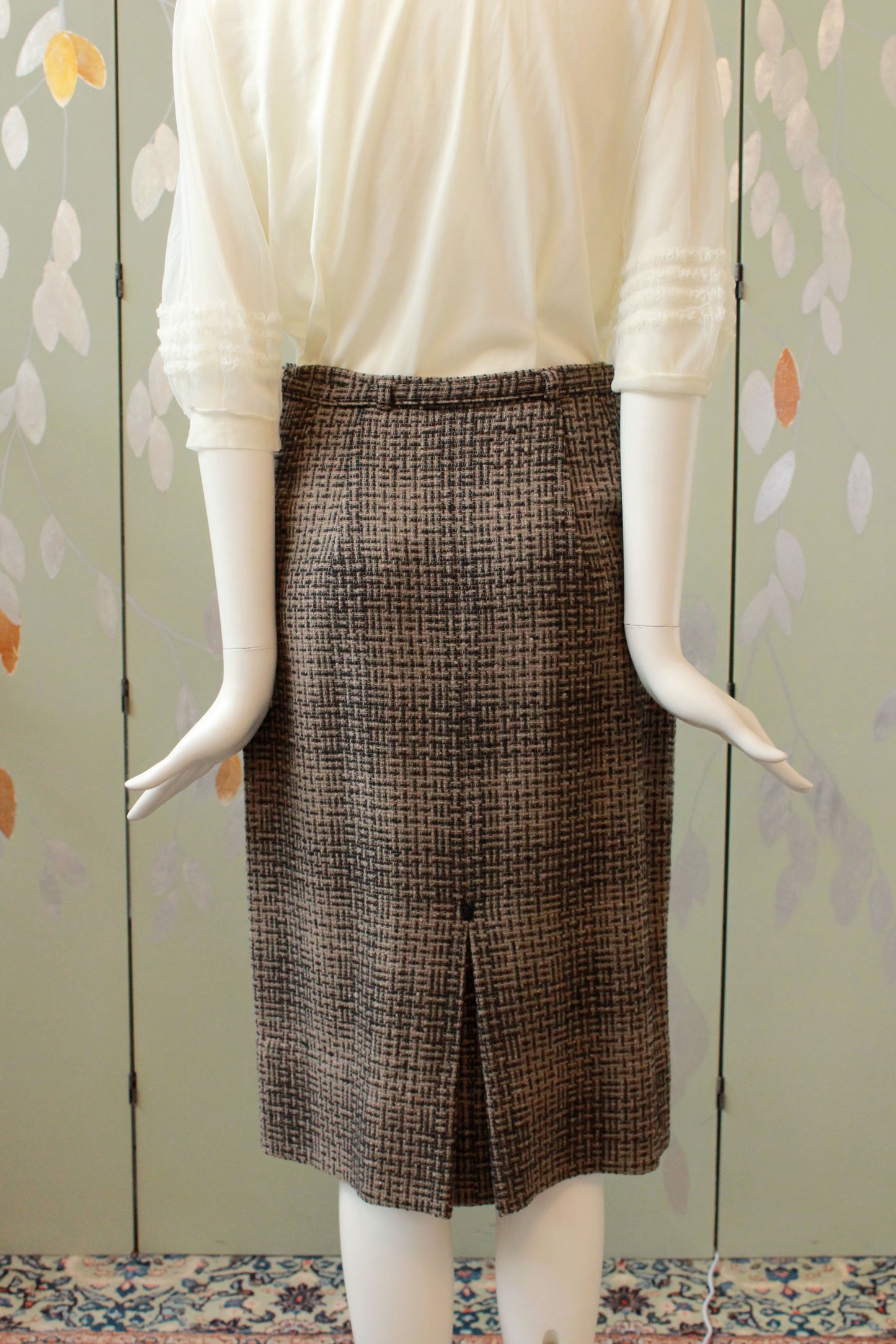 Vintage 1960s Brown And Black Tweed Skirt, Small