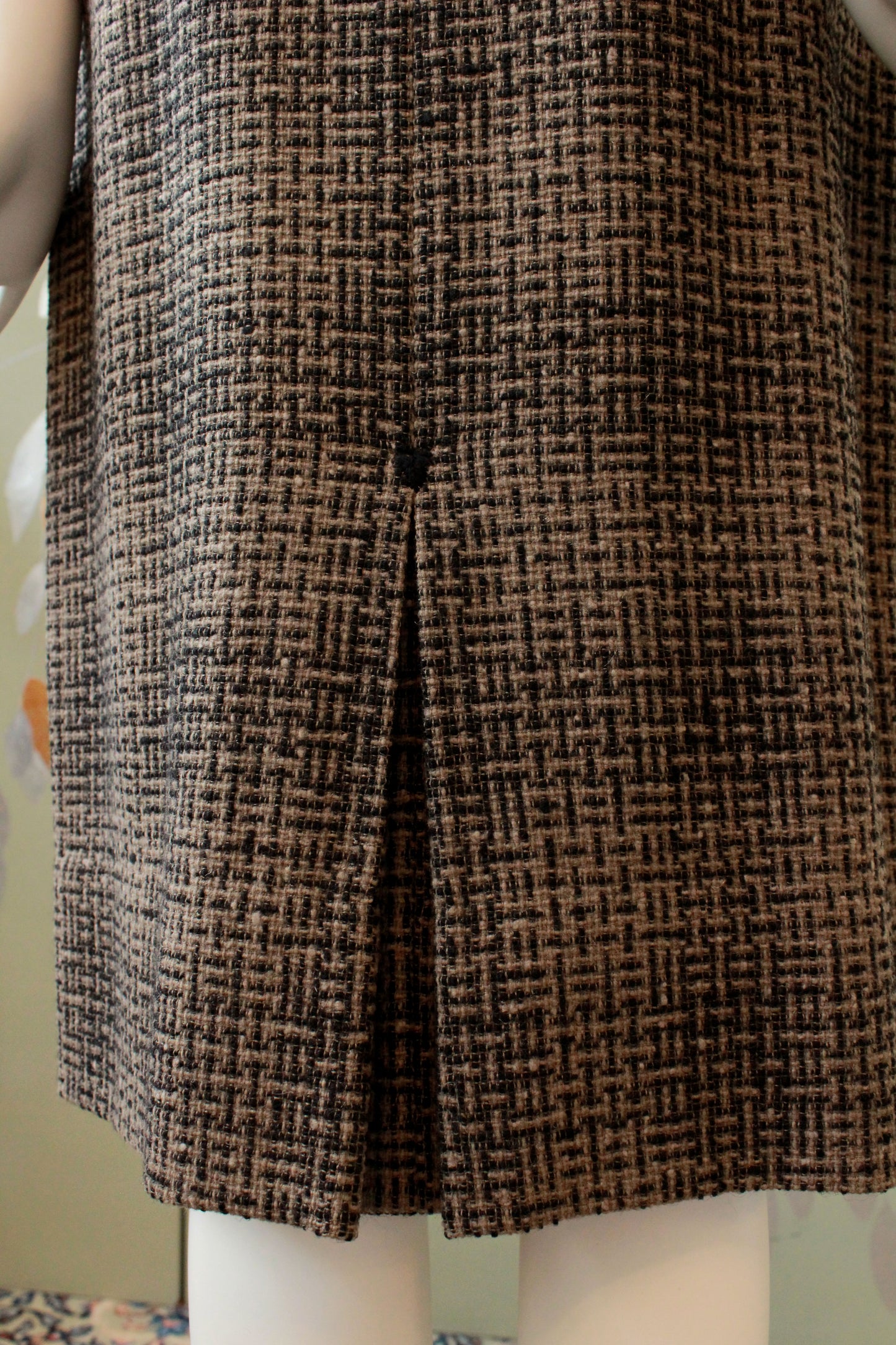 Vintage 1960s Brown And Black Tweed Skirt, Small