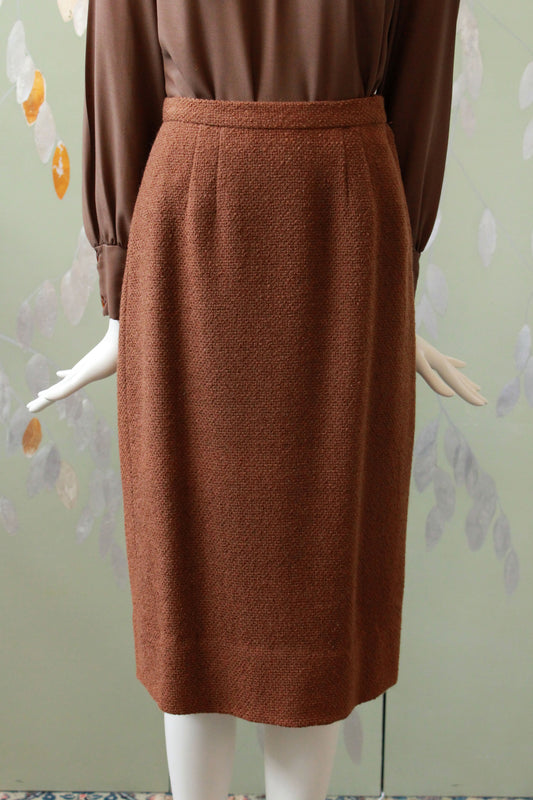 Vintage 1960s Chocolate Brown Skirt, XS