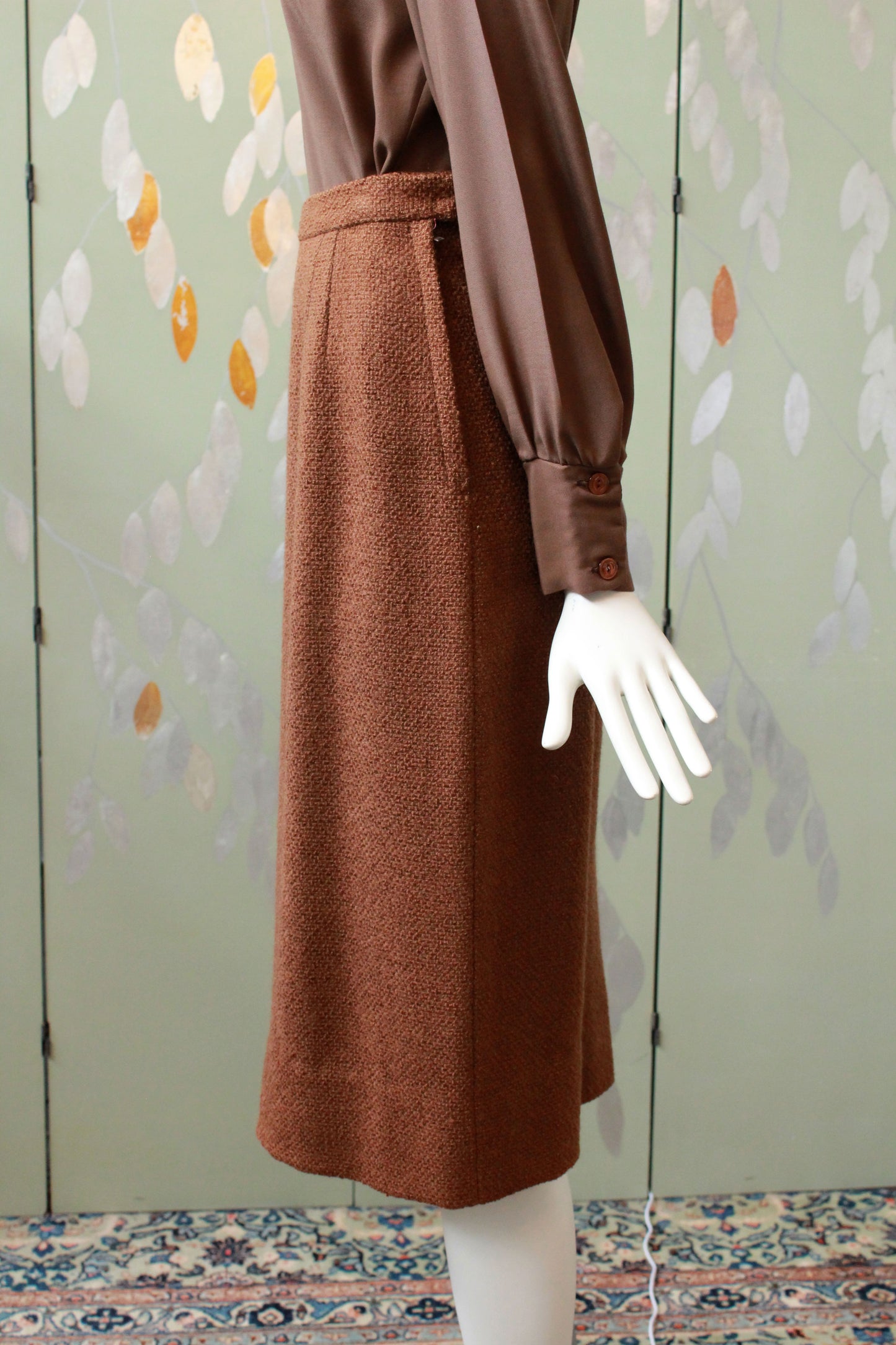 Vintage 1960s Chocolate Brown Skirt, XS