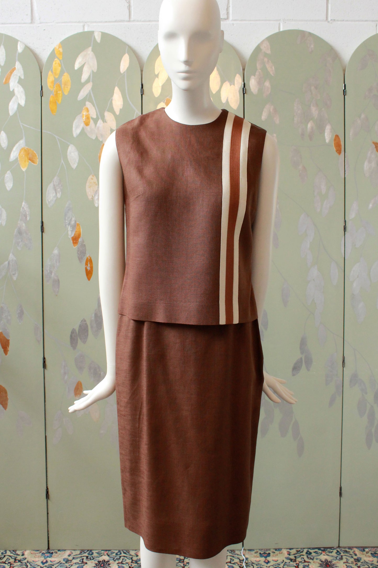 Vintage 1960s Brown Stripe Matching Set XS