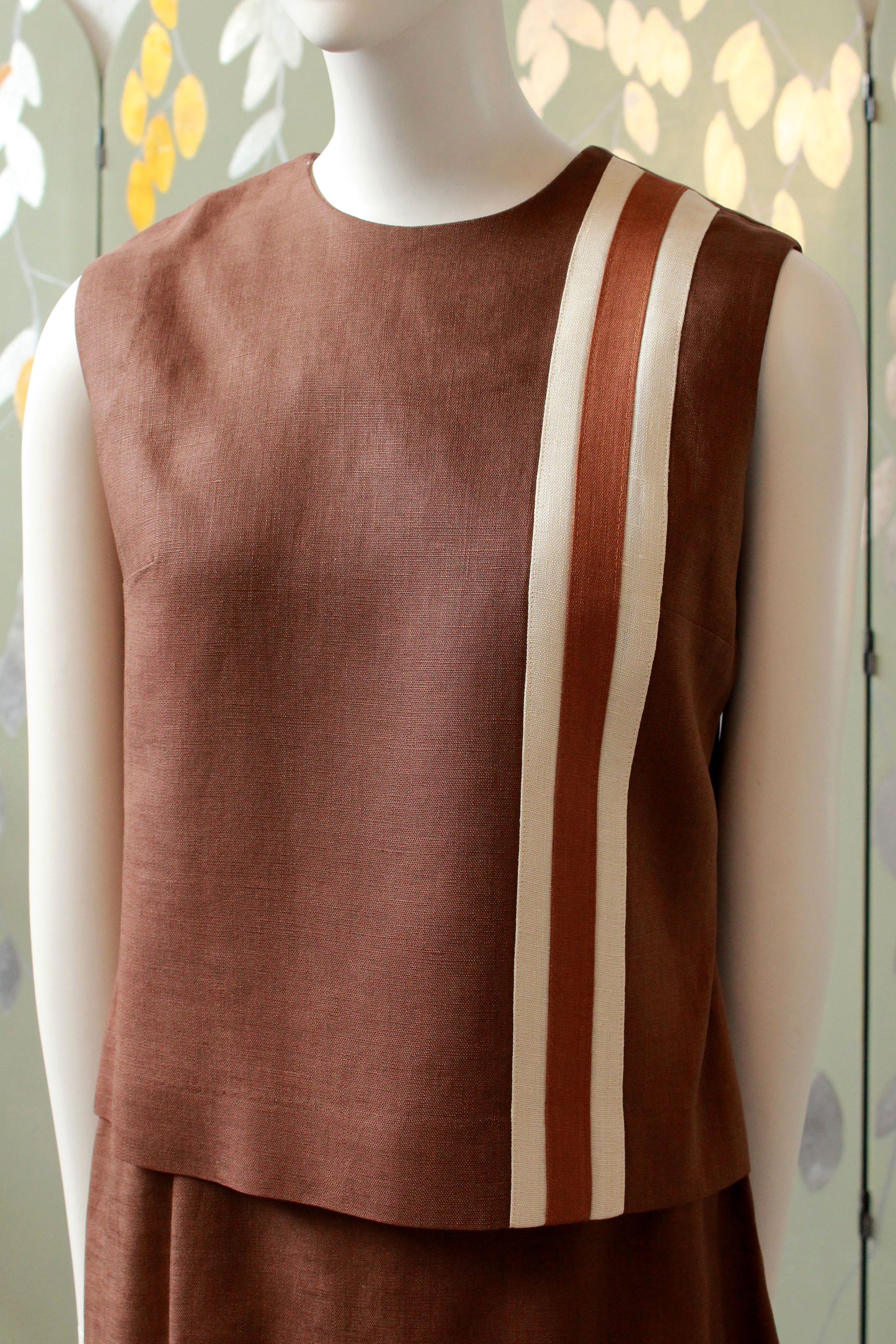 Vintage 1960s Brown Stripe Matching Set XS