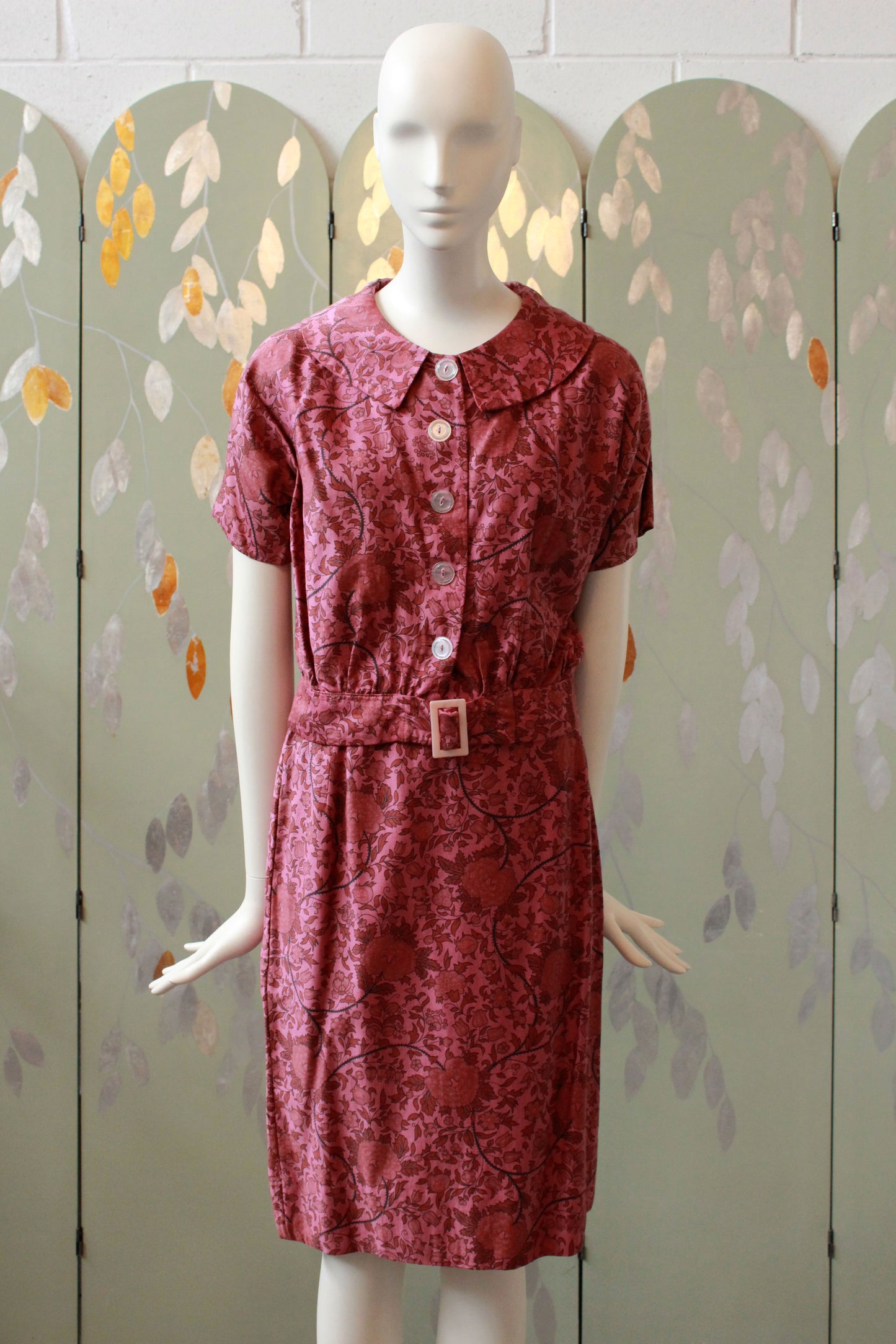 1960s Mauve Matching Set, Vintage skirt And Top Set, XS