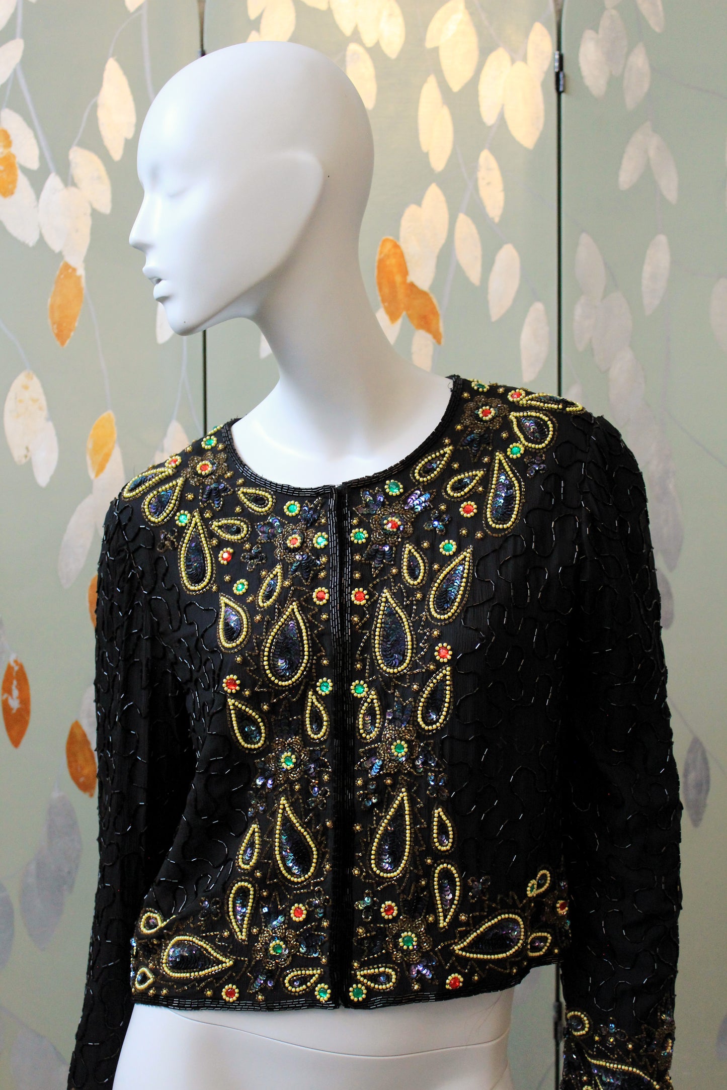 Vintage 1980s Bejewelled Beaded Jacket, Medium