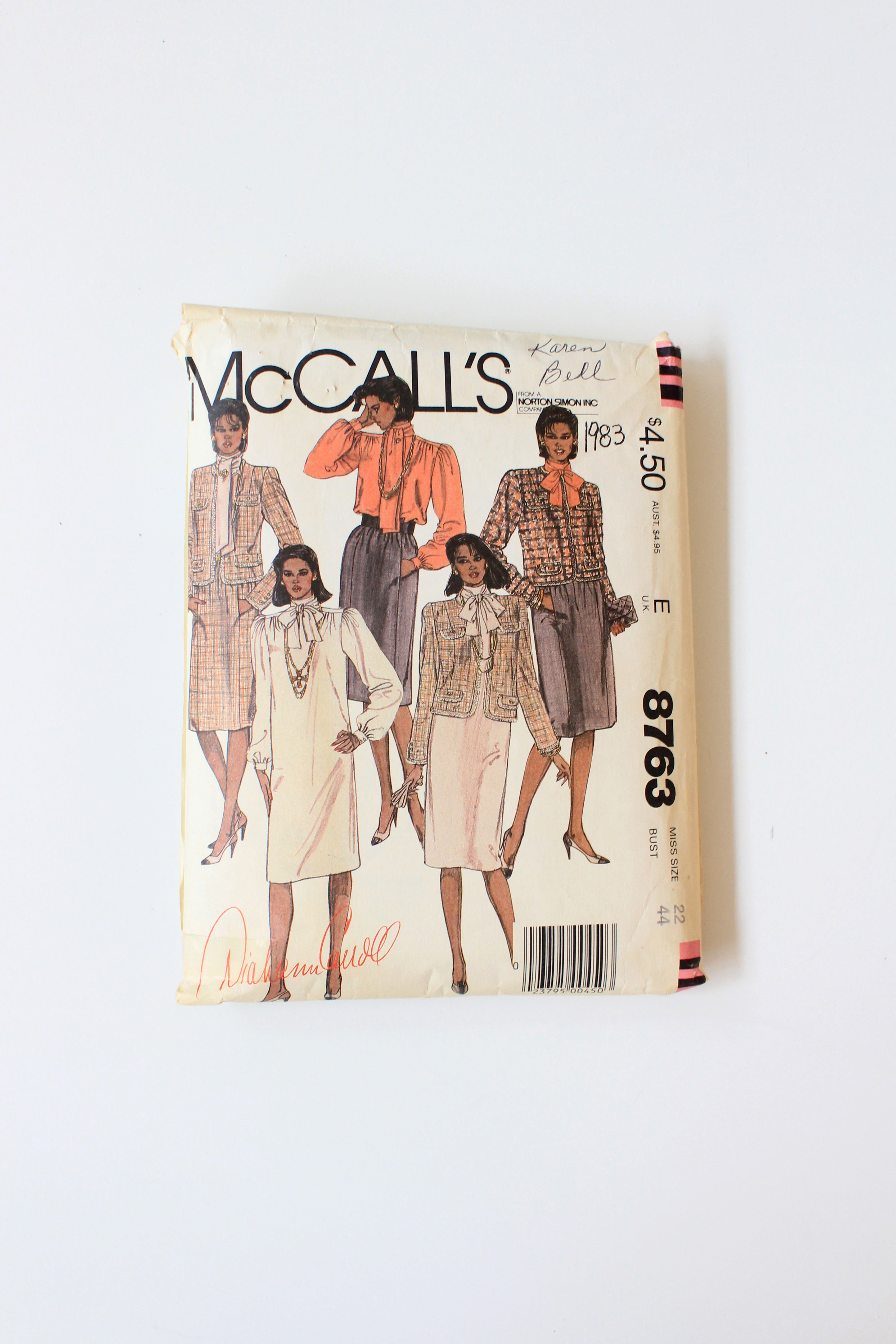 1980s Dress, Jacket, Blouse McCall's 8763 Sewing Pattern, Cut, Size 10 ...