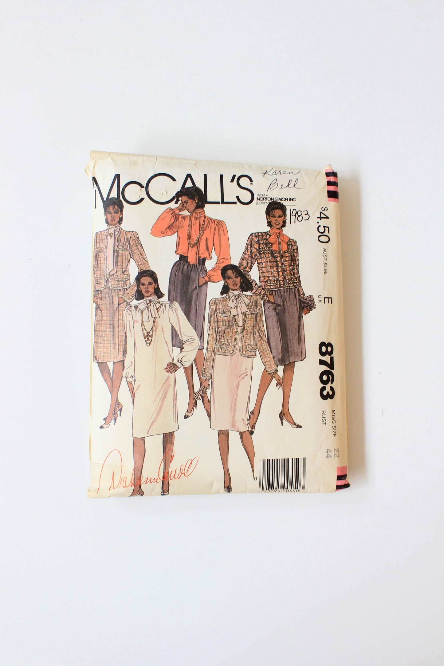 Early 1980s Jacket, Dress, Blouse And Skirt McCall's 8763 Sewing Pattern, Cut - Complete Size 22