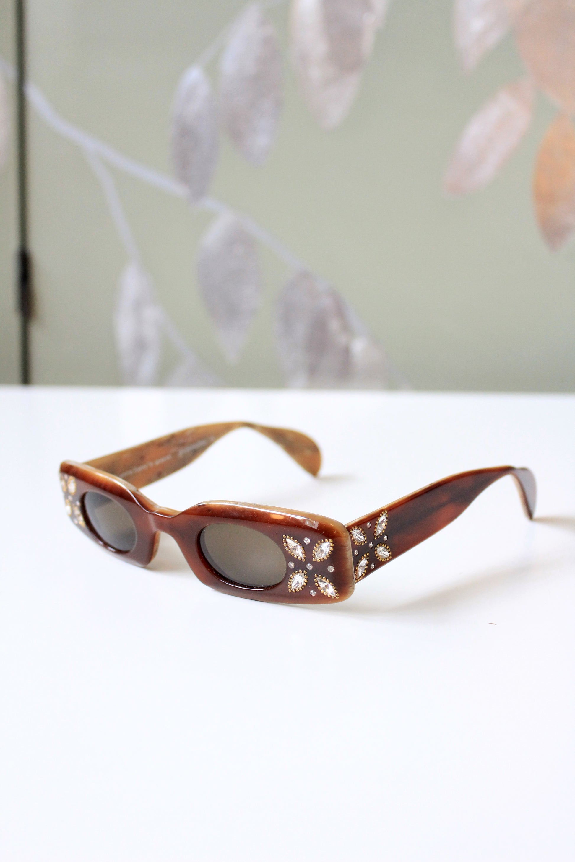 1990s Rhinestone Stars Brown Harry Lary's Sunglasses