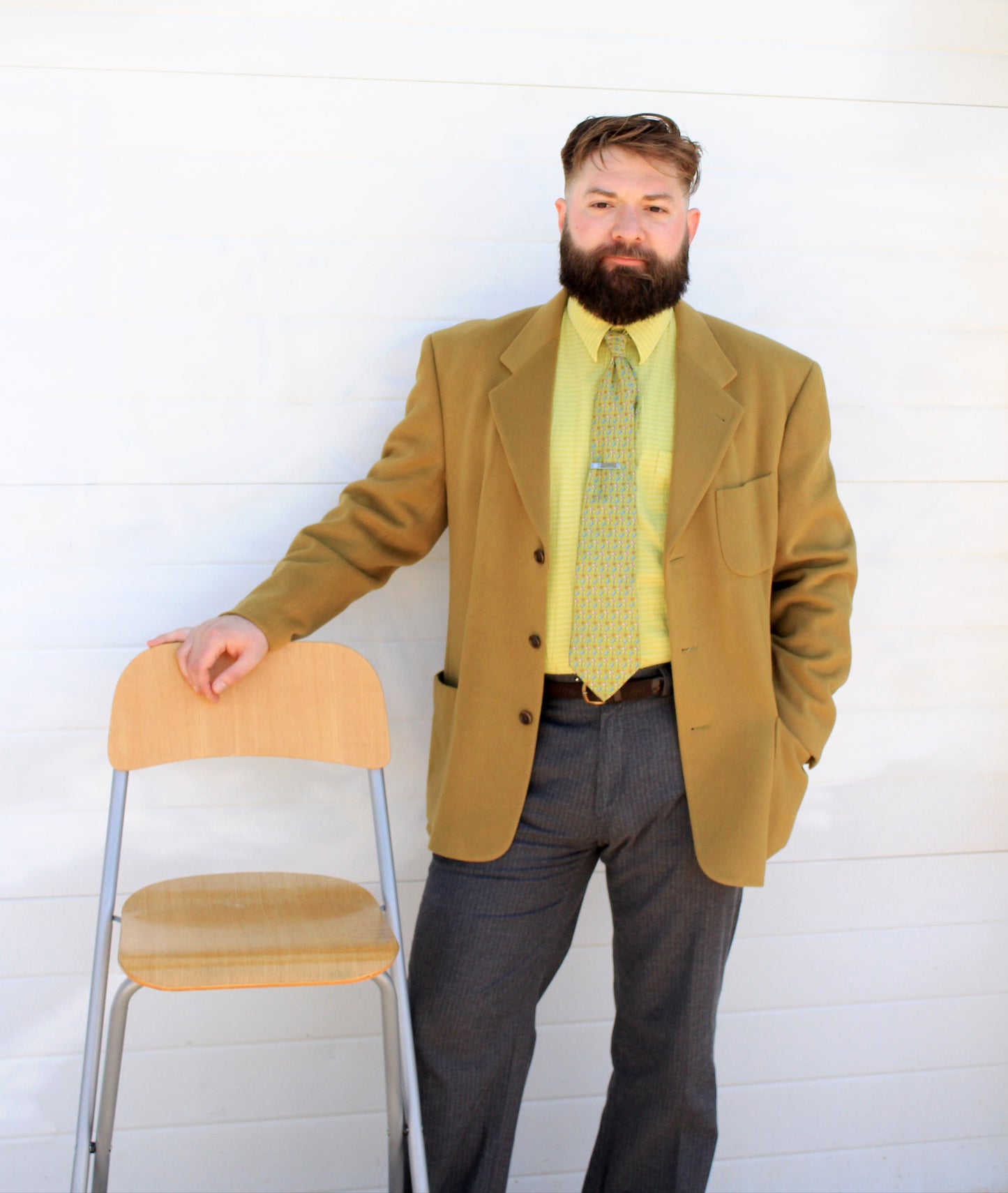 Vintage 1990s Men's Hugo Boss Green Cashmere Wool Blazer, Large 