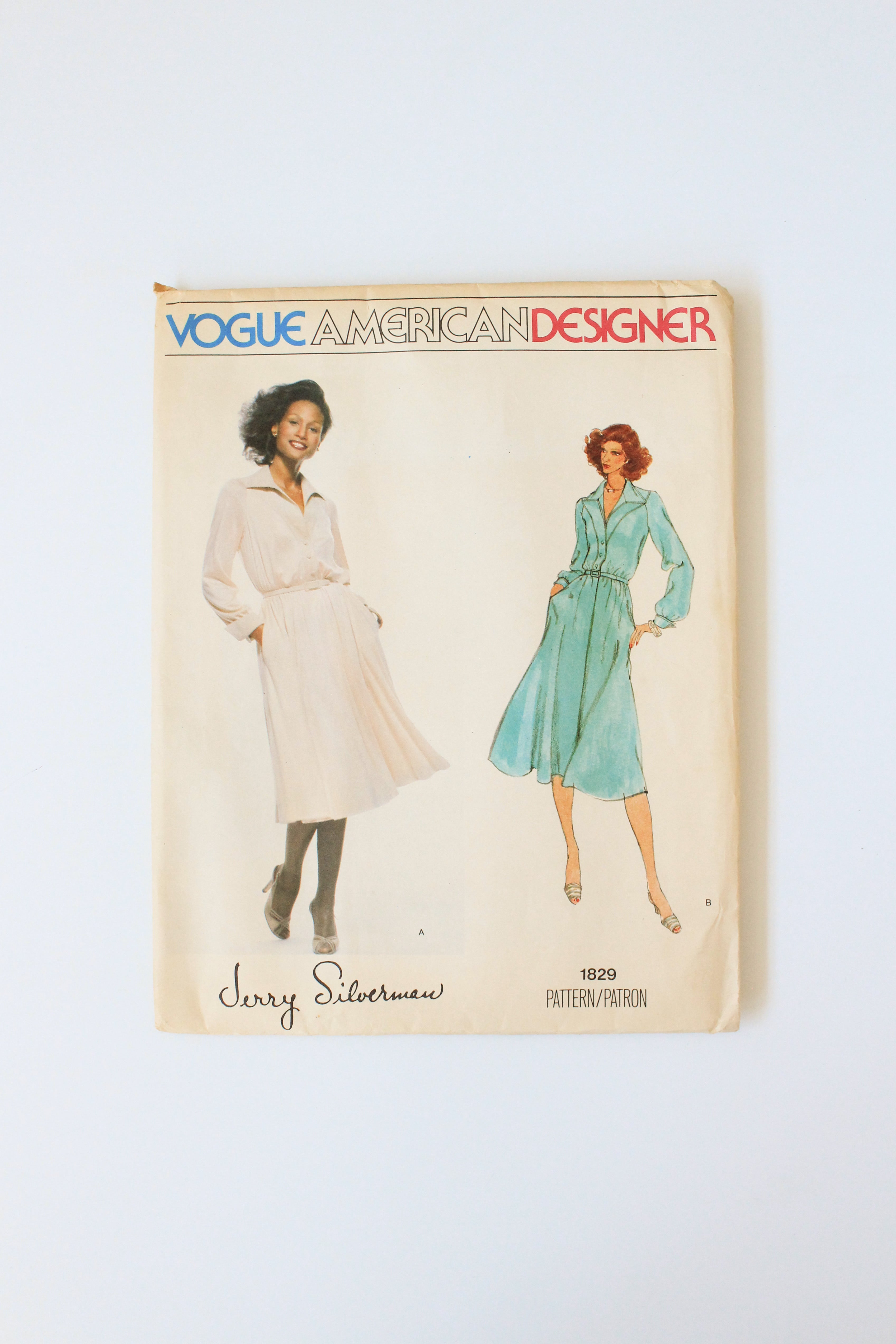 Pattern V1829 1970s Shirtdress Jerry Silverman Vogue American Designer 1829 Sewing P ...