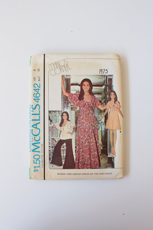 1970s Junior Dress/Pants/Skirt/Top McCall's 4642 Sewing Pattern, Uncut, Size 9
