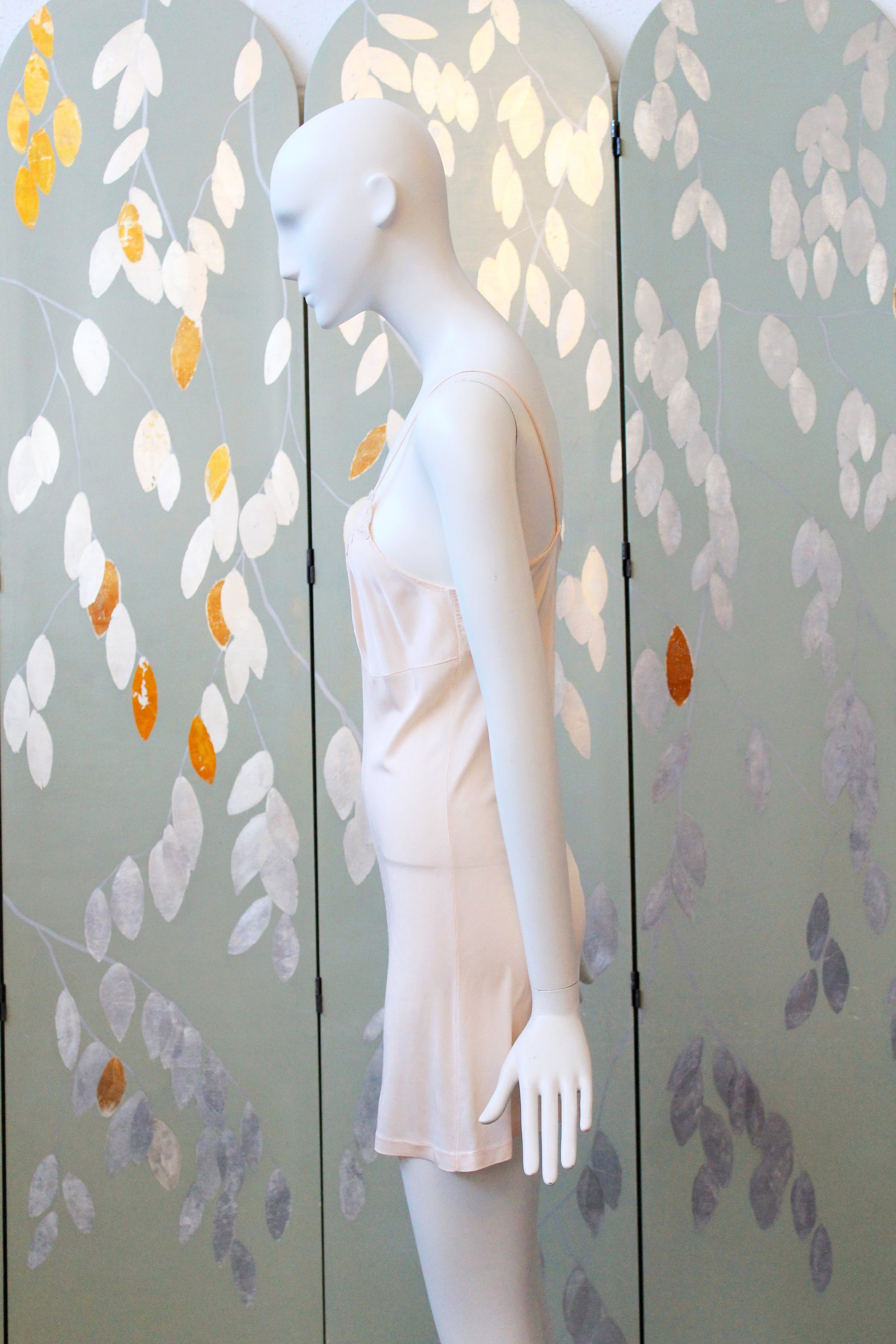 1960s Light Peach Embroidered Mini Slip, XS