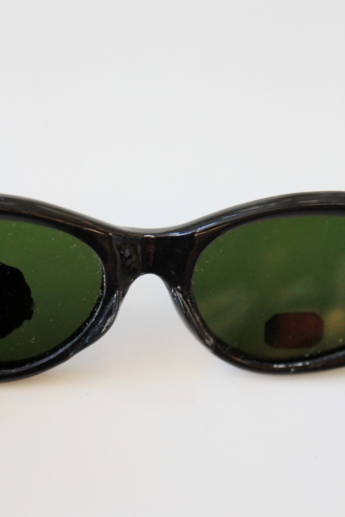 1950s Black Plastic Sunglasses With Green Lenses, Unused