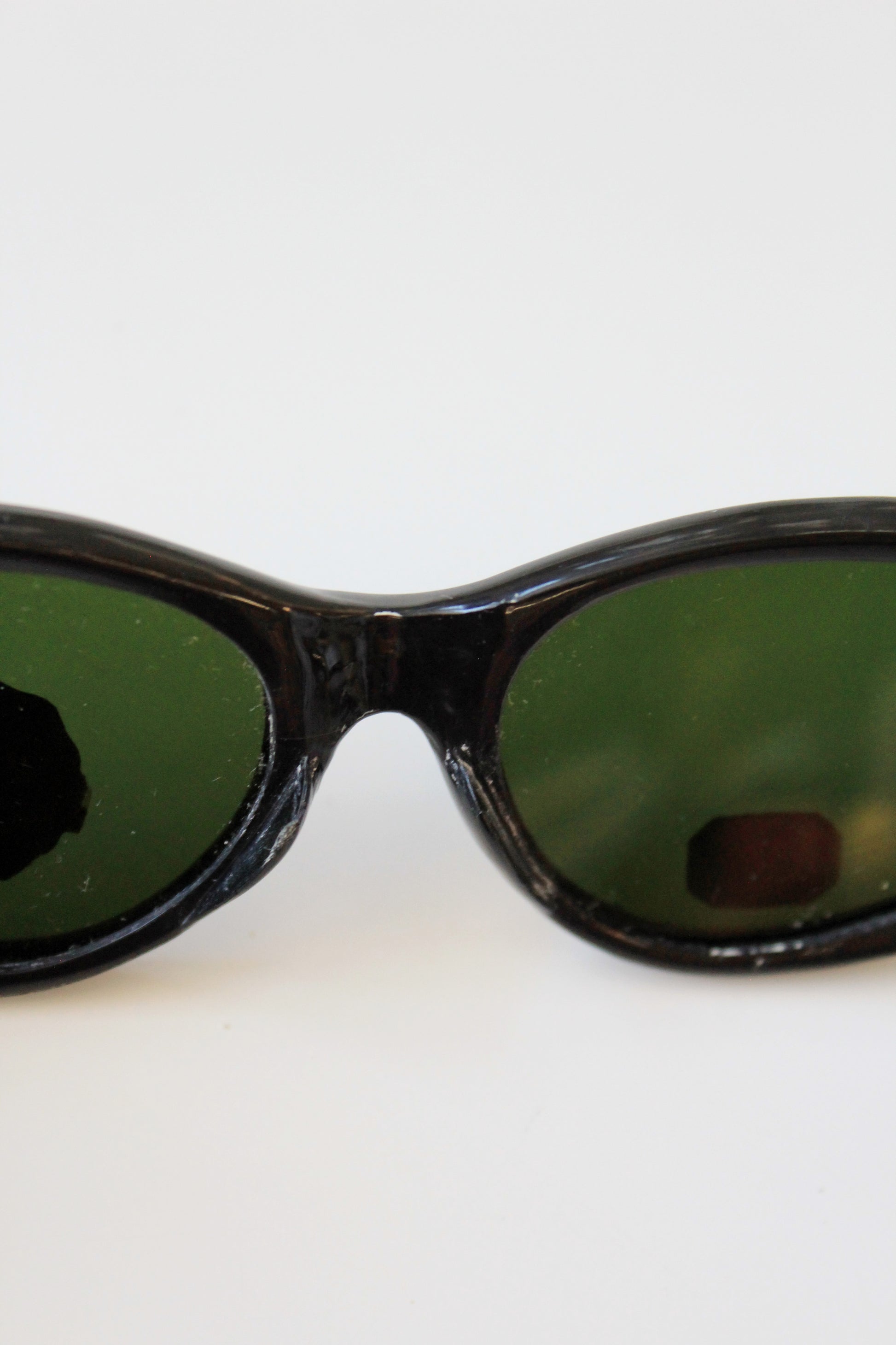 1950s Black Plastic Sunglasses With Green Lenses, Unused
