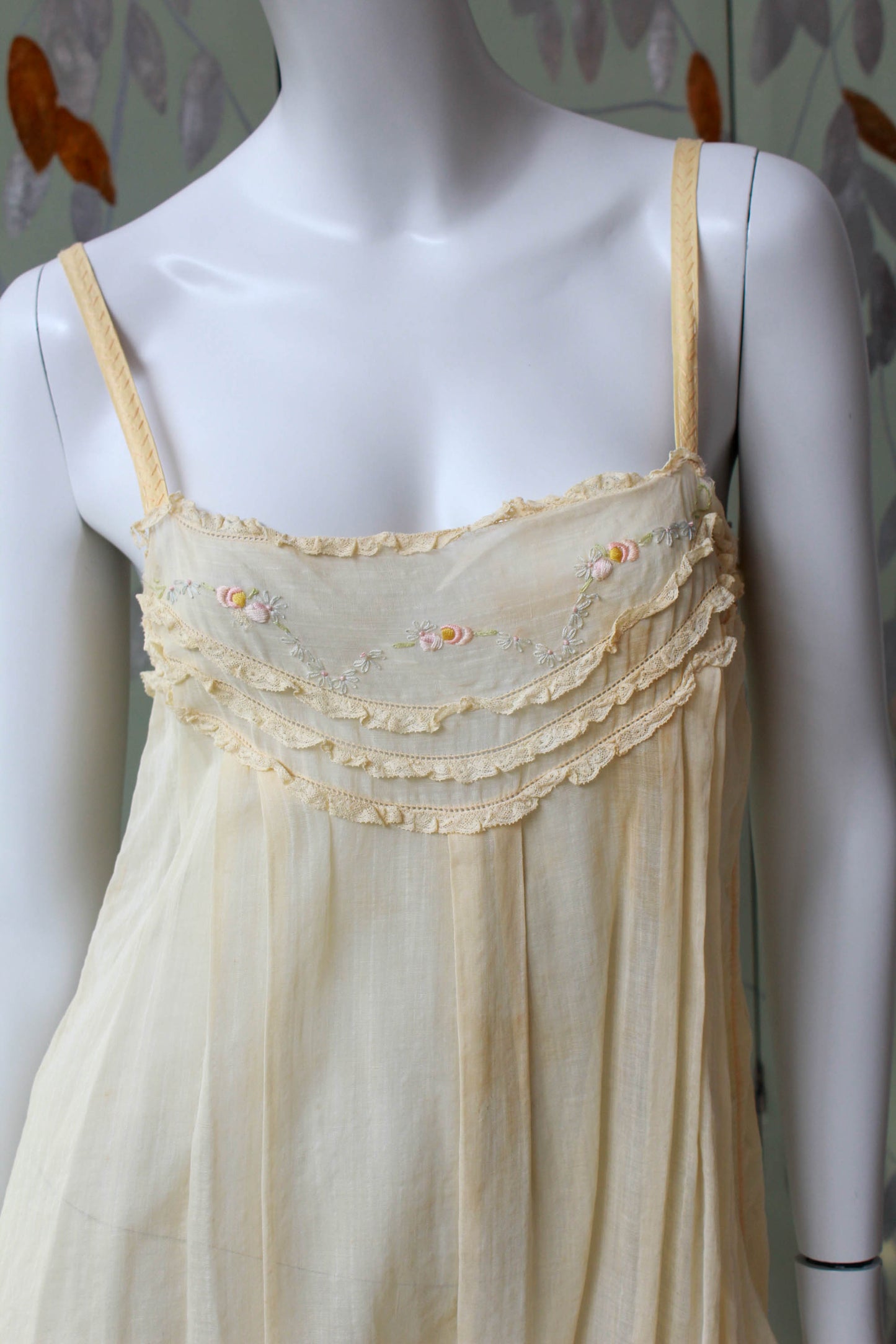 1920s Cotton Floral Embroidered Step-In, Small/Medium