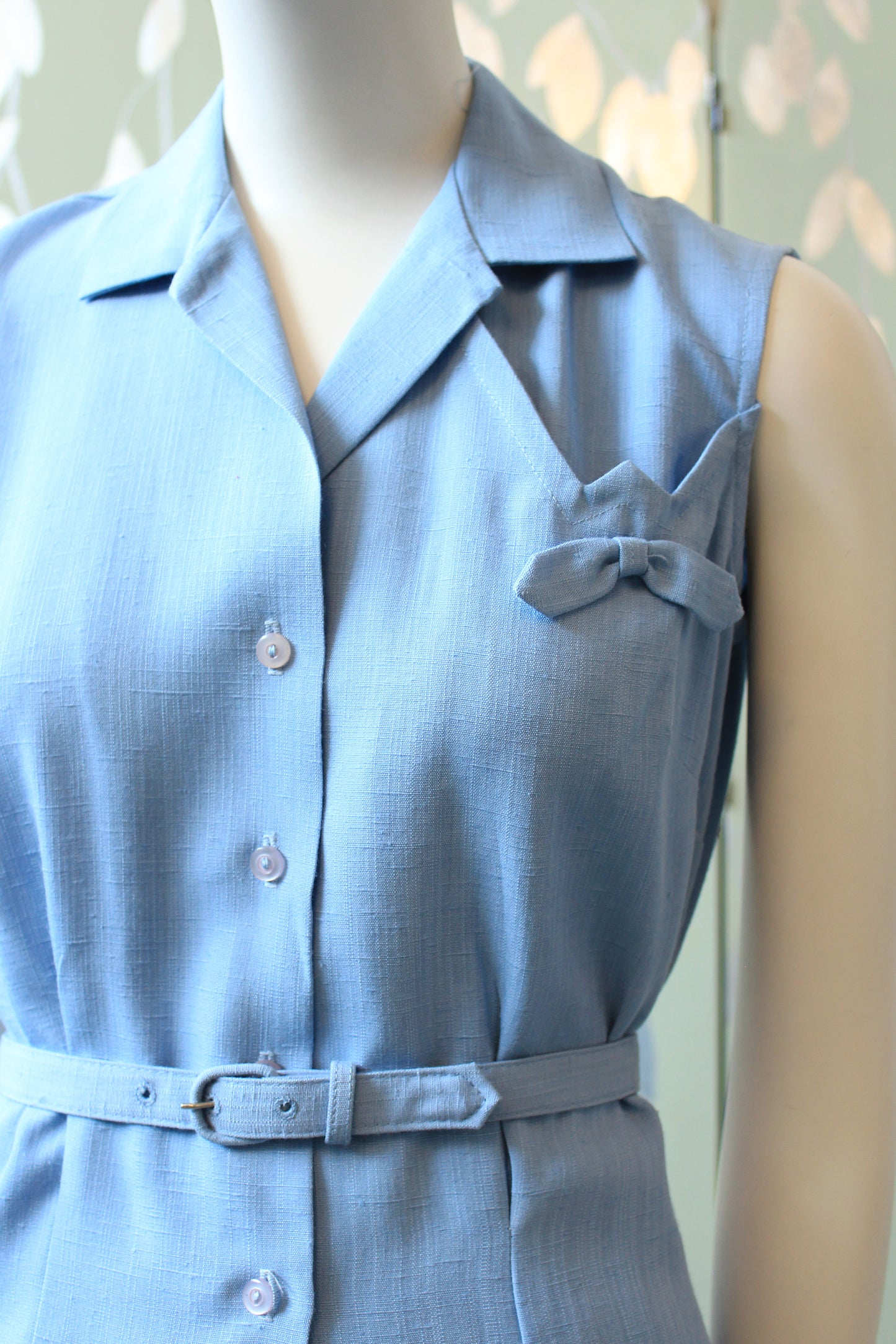 1950s Light Blue Sleeveless Top And Matching Skirt Summer Set, XS