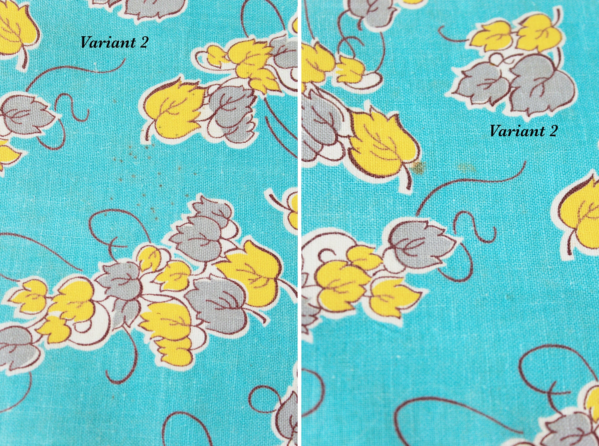 1940s Teal, Yellow And Grey Floral Feedsack, Summer Sewing/Quilting Fabric