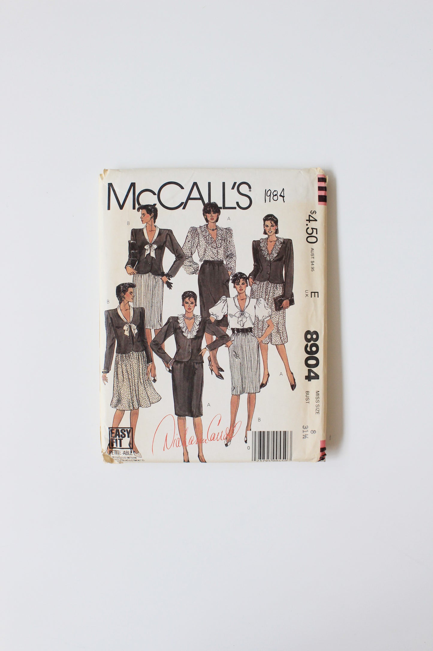 1980s Misses Jacket, Blouse And Skirt McCalls 8904 Sewing Pattern,  Uncut Size 8